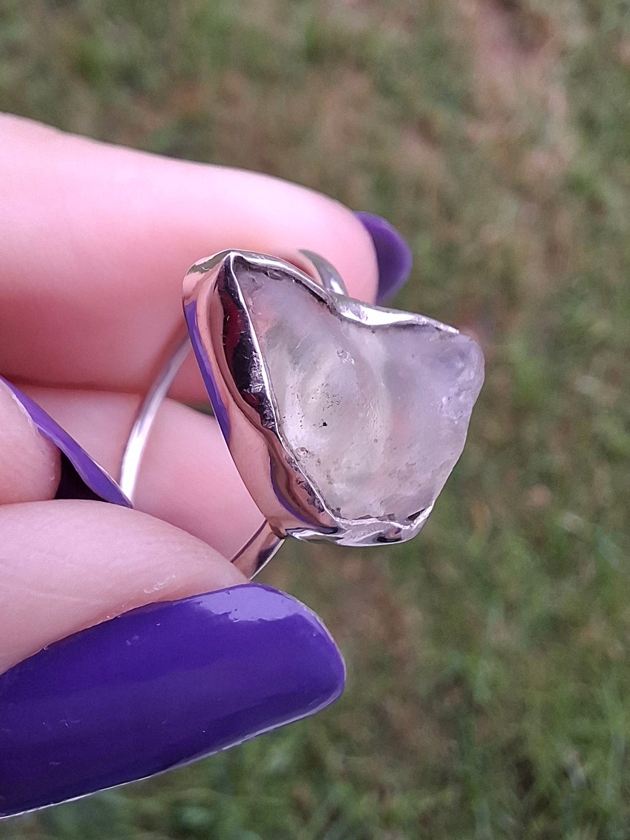 Libyan Desert Glass Ring, size large Q, 925 Silver, Tektite (Ref: LR36)
