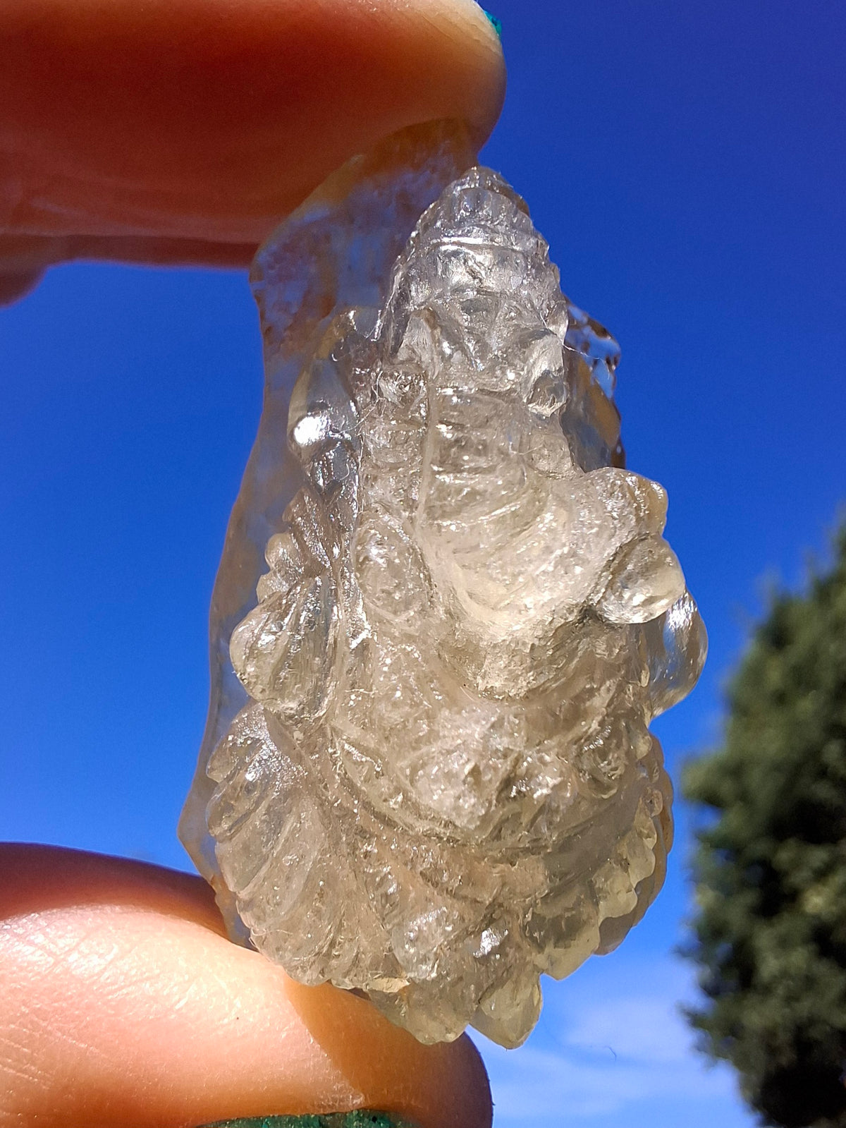 Libyan Desert Glass GANESHA carving, 18.39g, Tektite (Ref: Ganesha3)