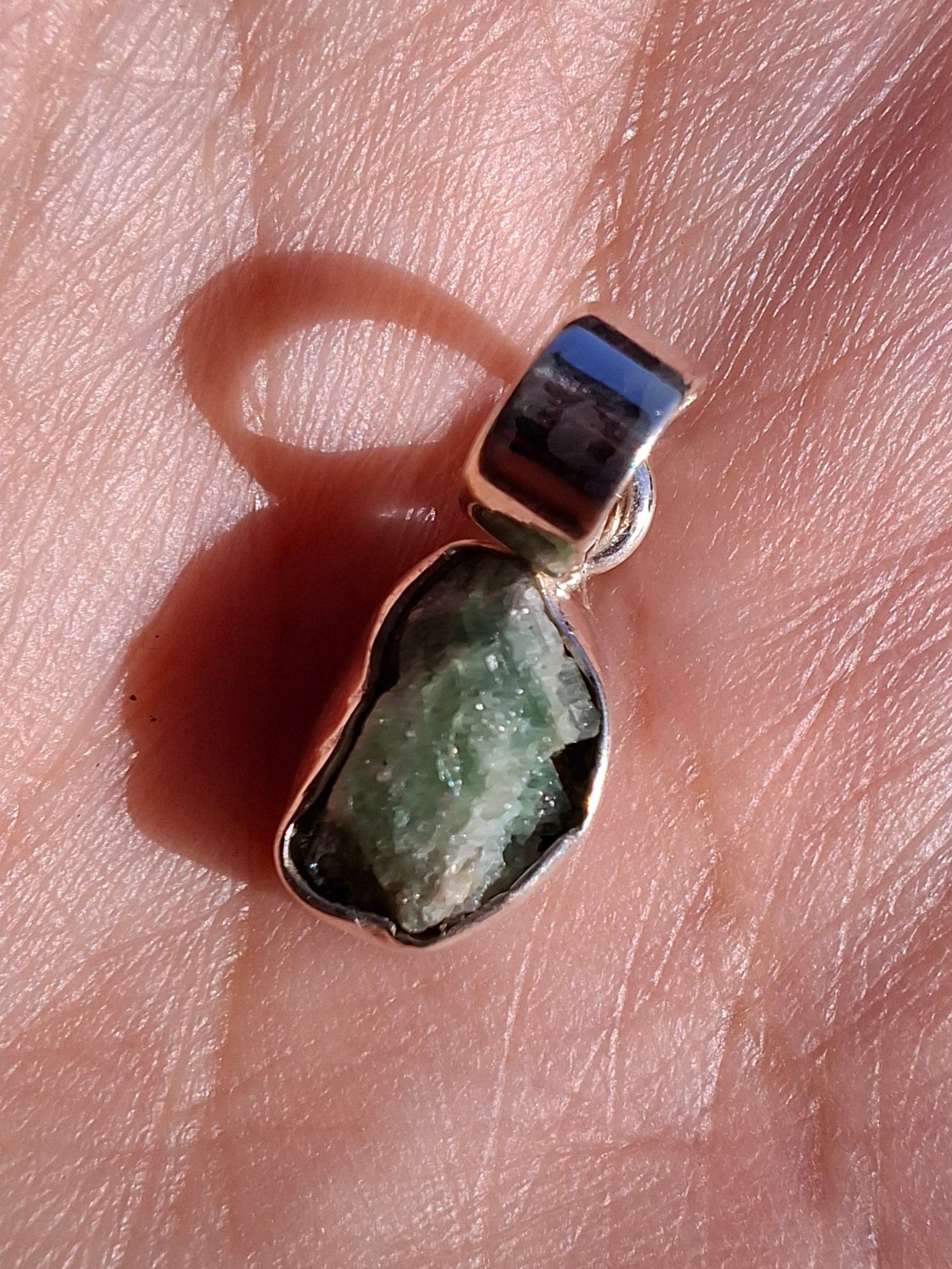 Green Tourmaline Pendant, 925 Silver, Crystal (Ref: GT14)