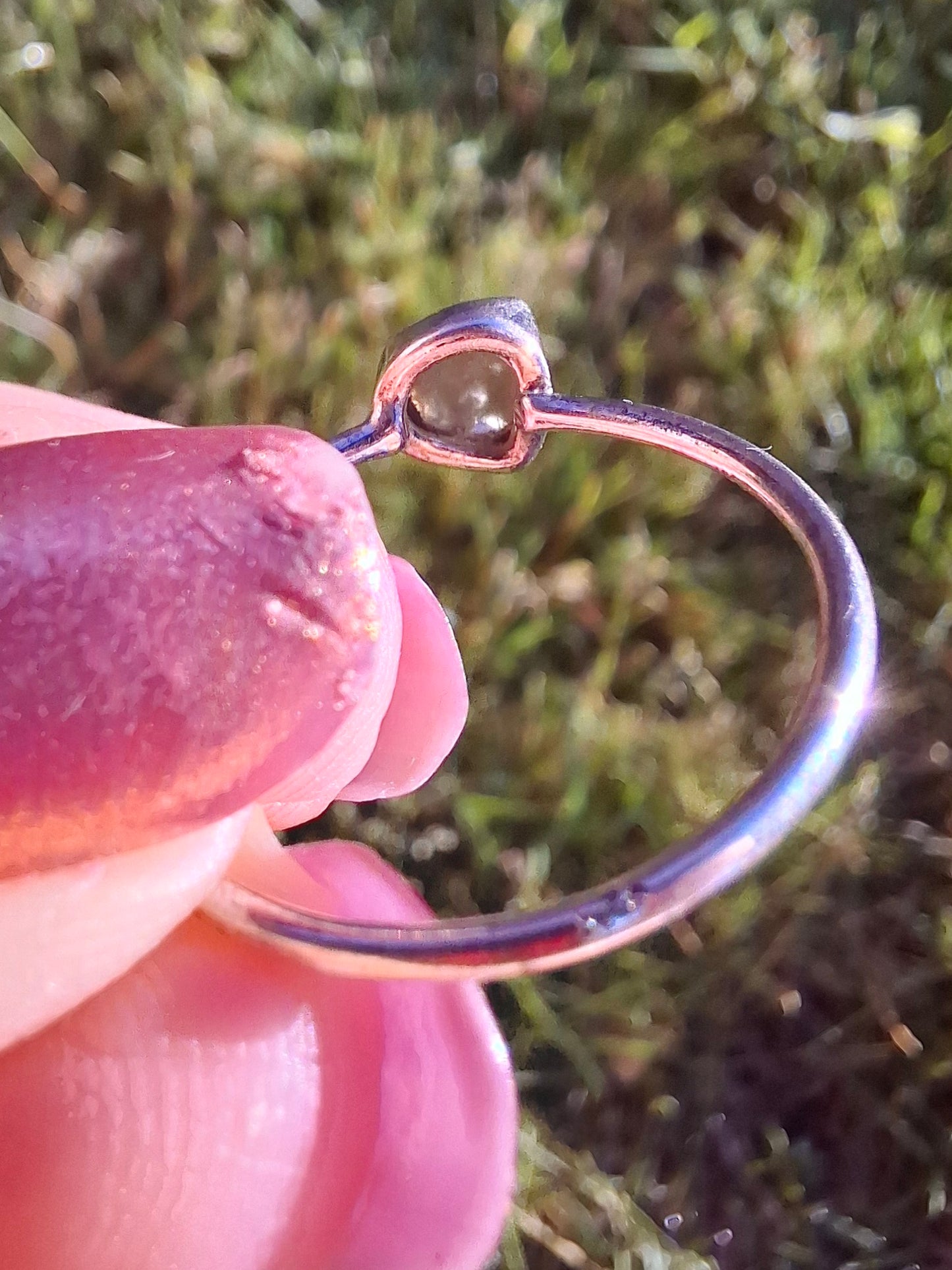Moldavite Ring, size small S, 925 Silver, Tektite (Ref: R68)