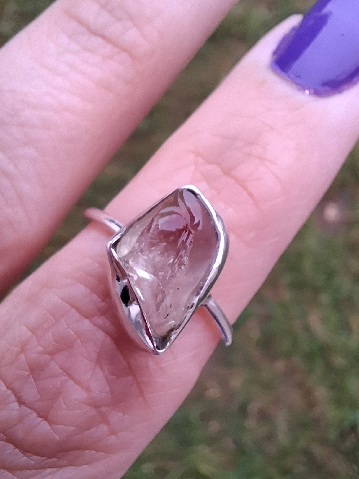 Libyan Desert Glass Ring, size large O, 925 Silver, Tektite (Ref: LR23)