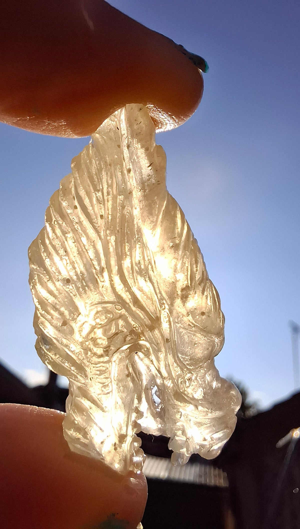 Libyan Desert Glass DRAGON HEAD carving, 9.66g, Tektite (Ref: Dragon 3)