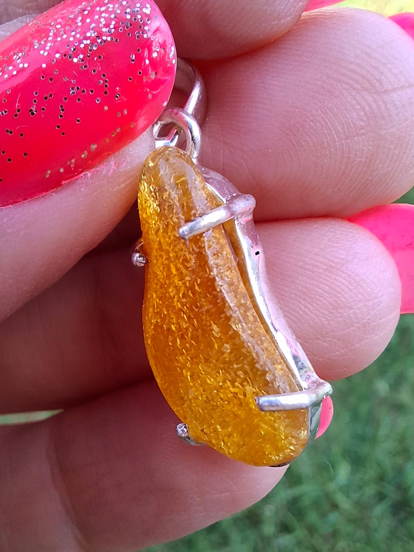 Baltic Amber Pendant, 925 Silver, Fossil (Ref: AP6)