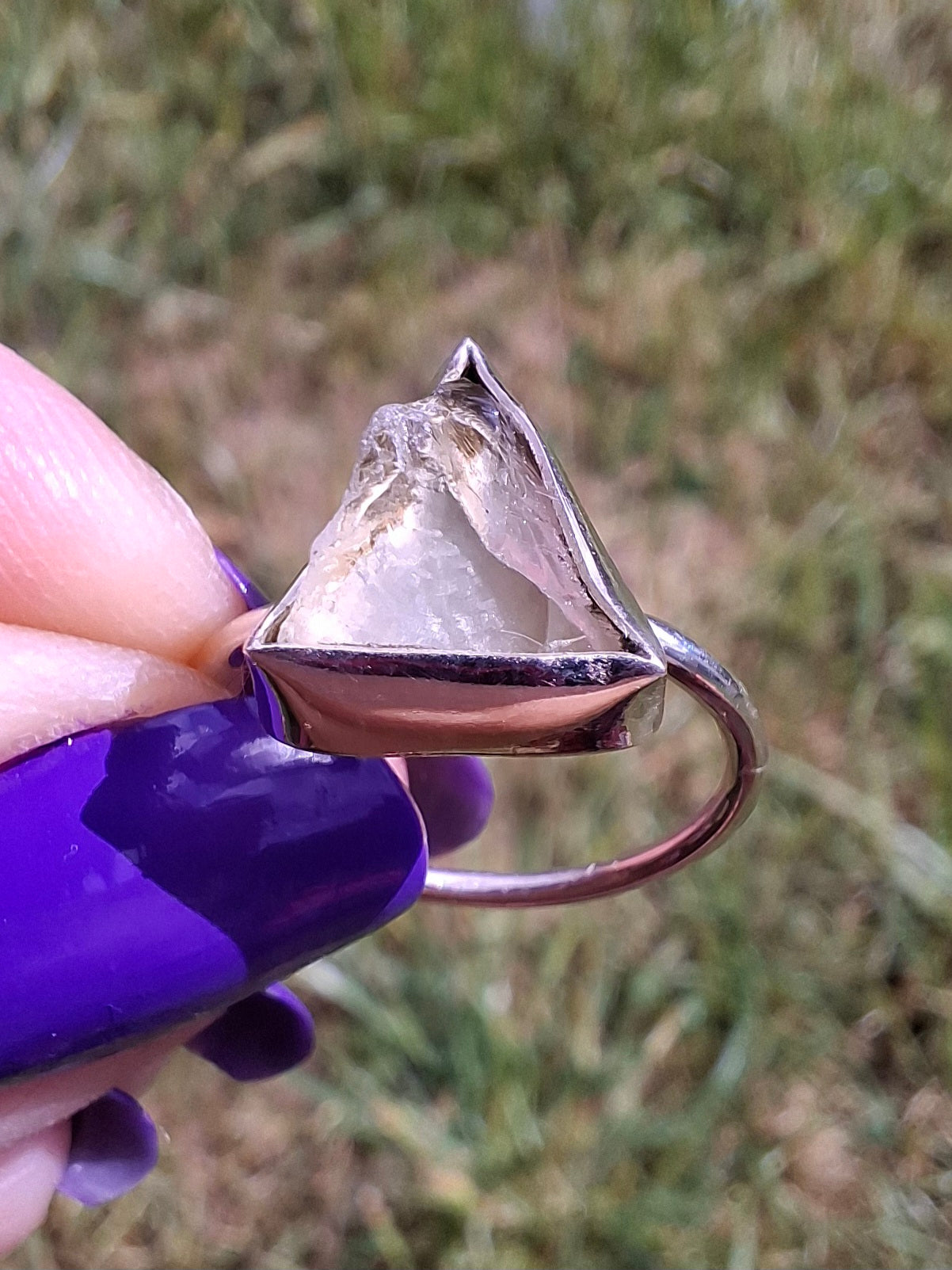 Libyan Desert Glass Ring, size large J/small K, 925 Silver, Tektite (Ref: LR11)