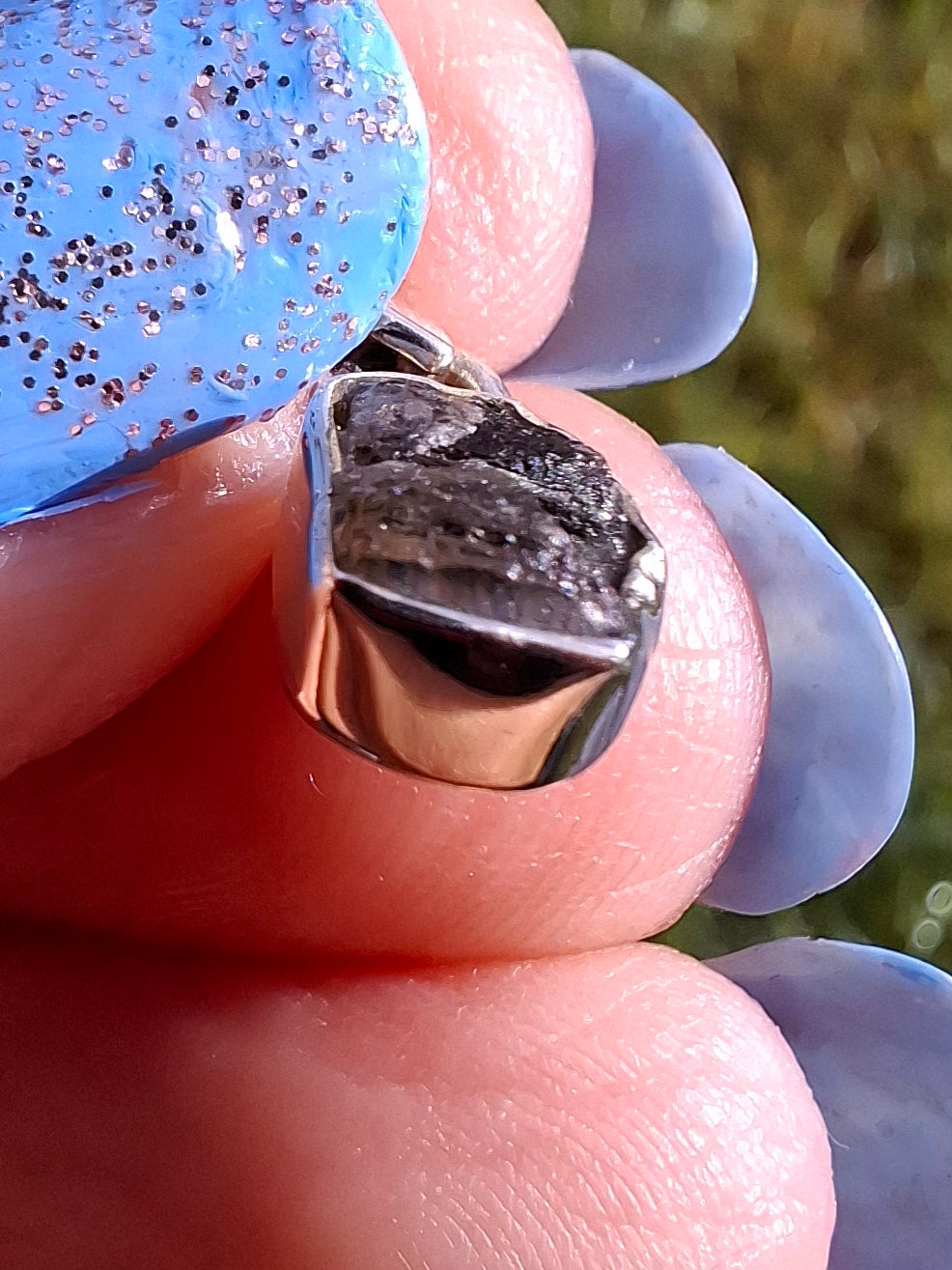 Moldavite Pendant, 925 Silver, Tektite (Ref: P44)