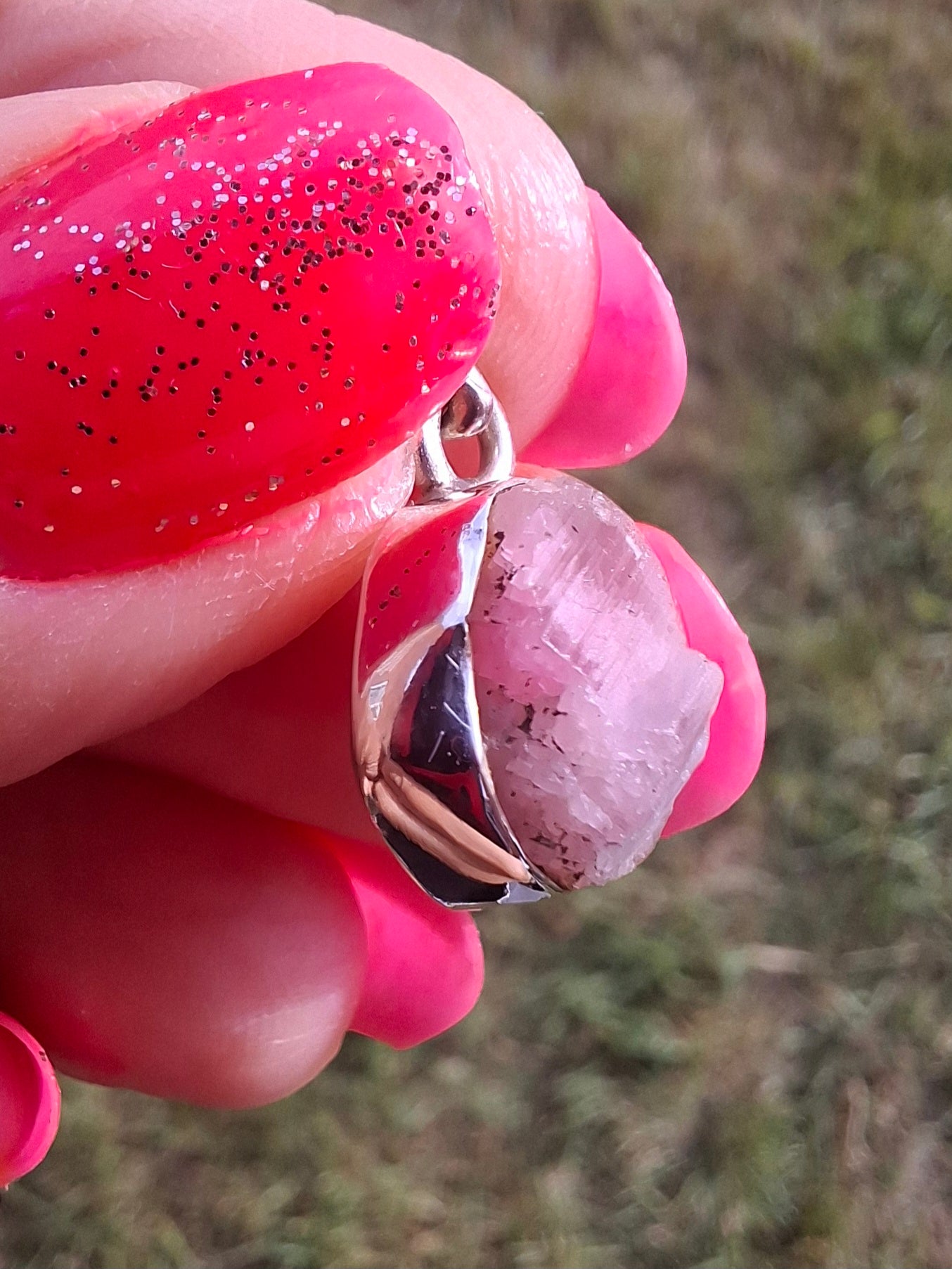 Pink Tourmaline Pendant, 925 Silver, Crystal (Ref: PT71)