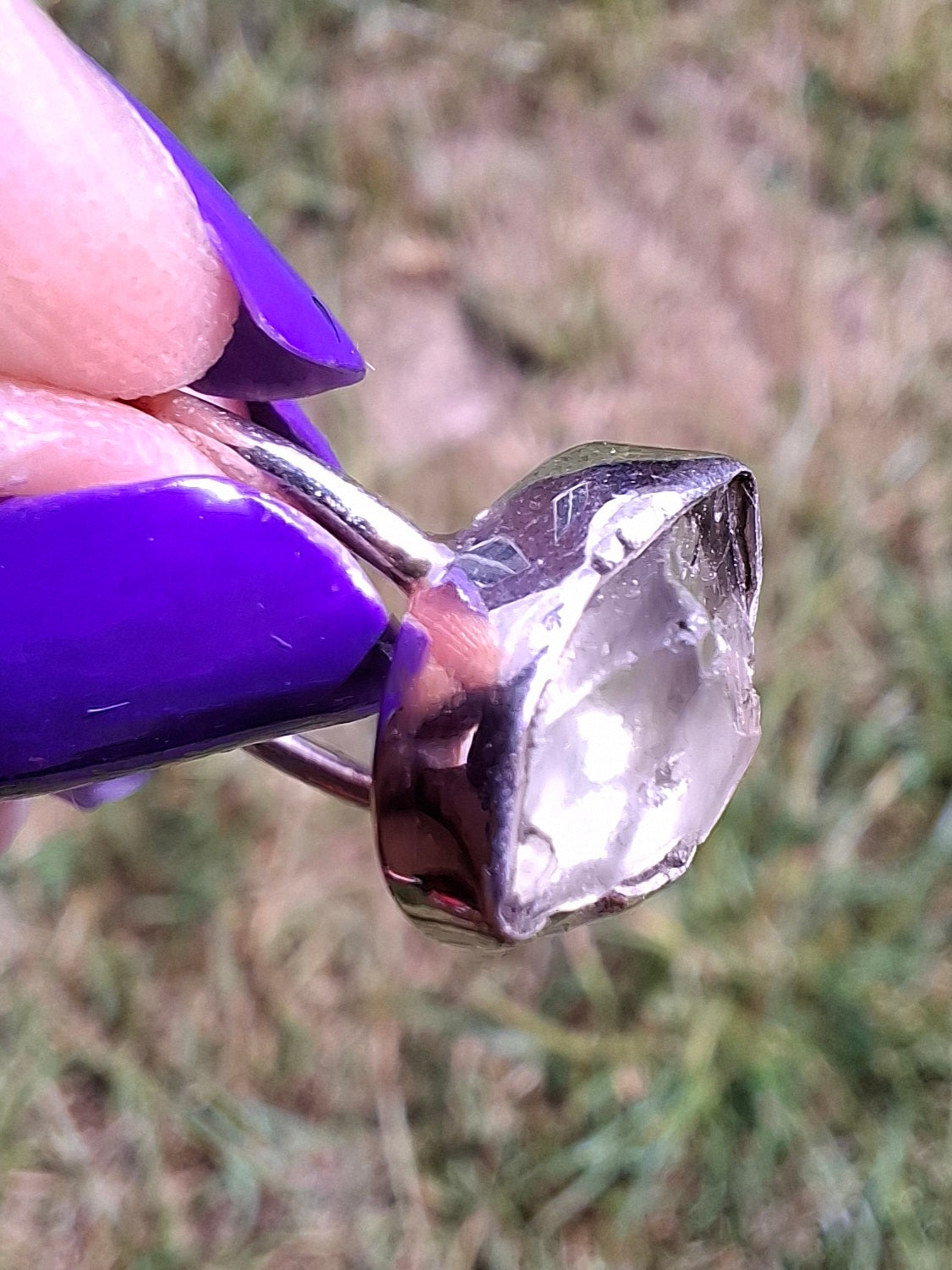 Libyan Desert Glass Ring, size J, 925 Silver, Tektite (Ref: LR6)