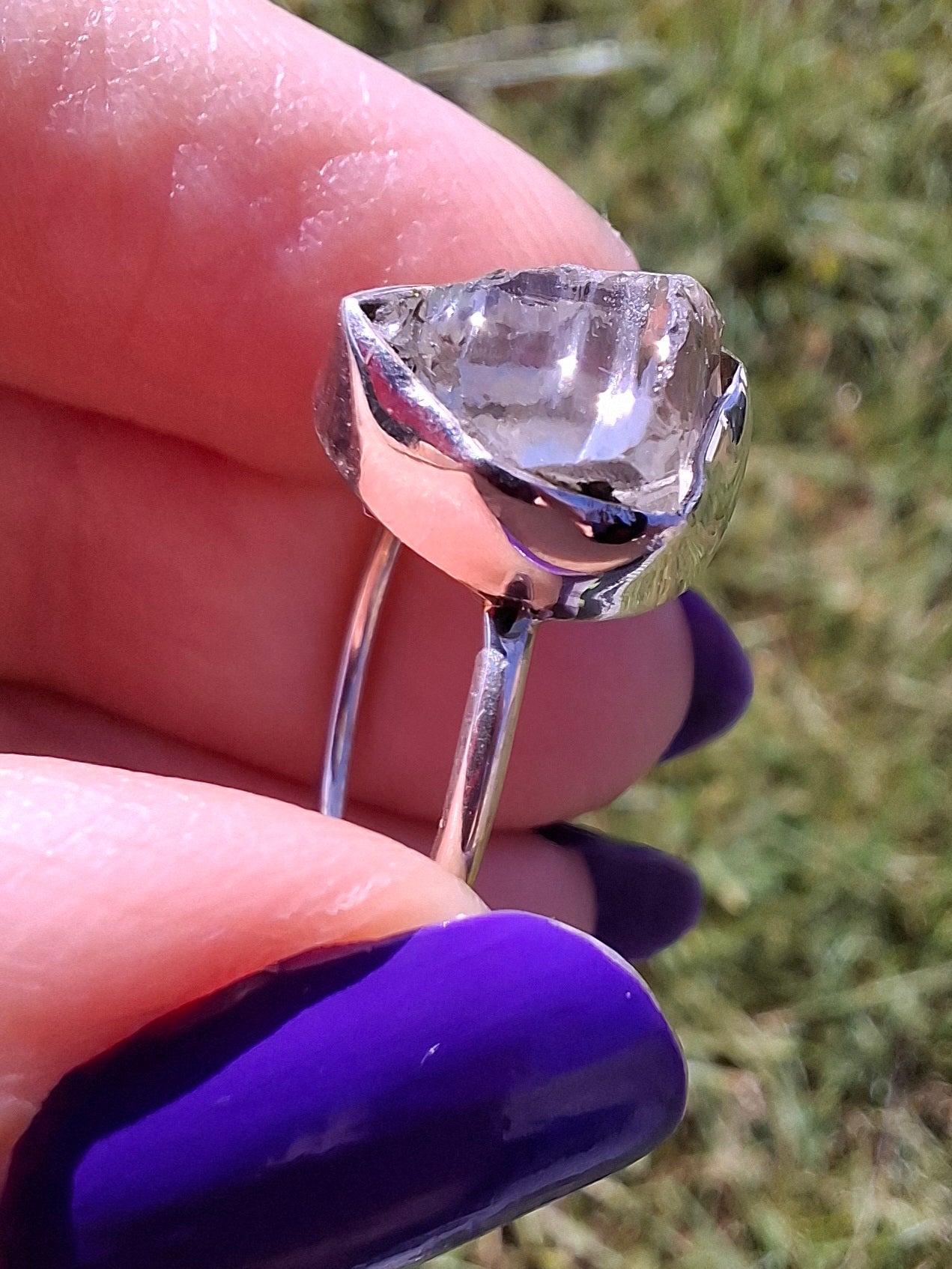 Libyan Desert Glass Ring, size large T/small U, 925 Silver, Tektite (Ref: LR51)