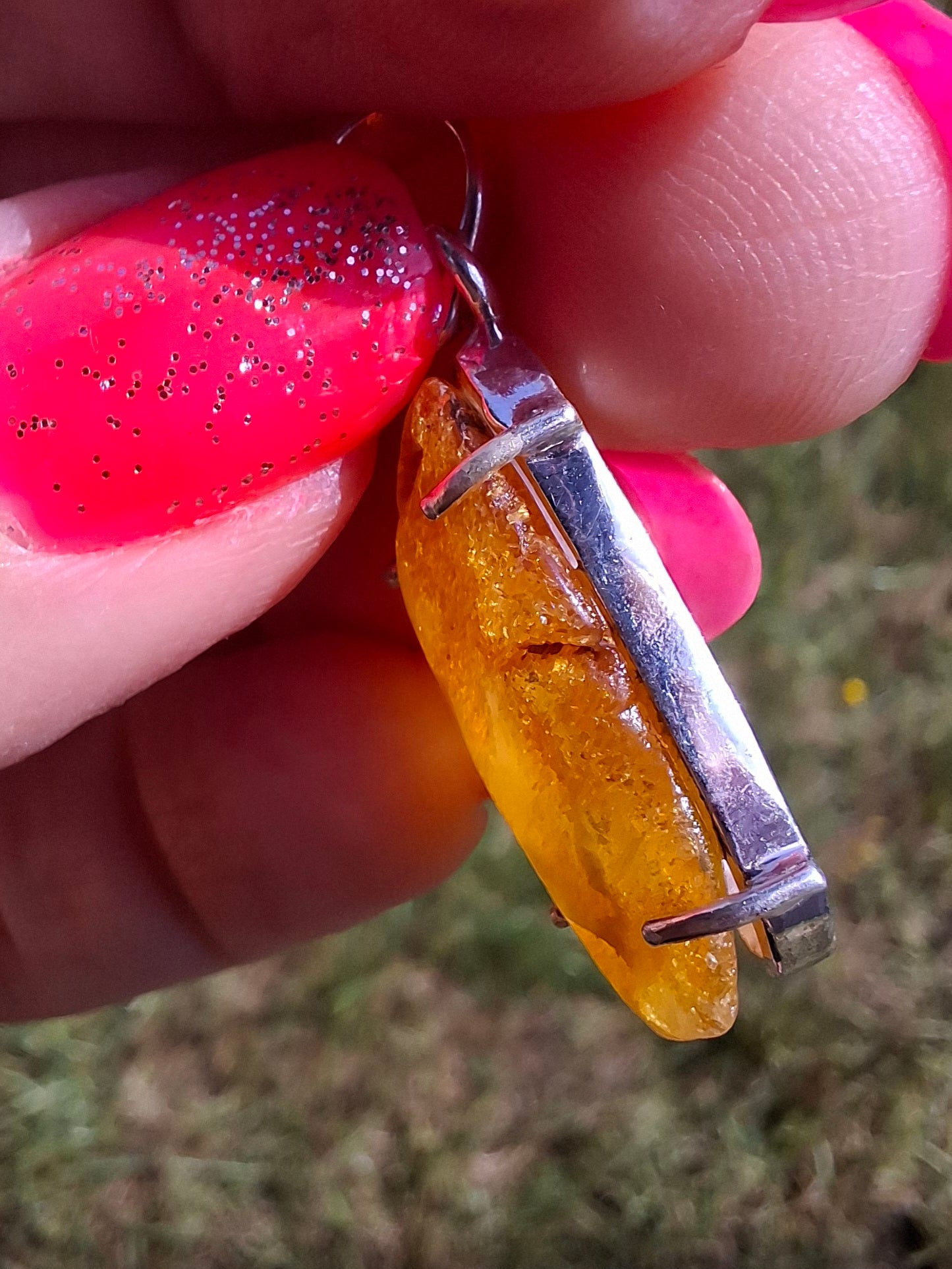 Baltic Amber Pendant, 925 Silver, Fossil (Ref: AP2)