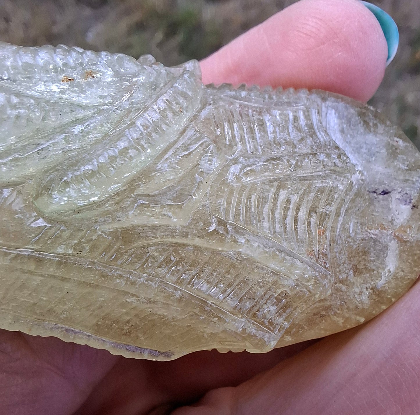 Libyan Desert Glass DRAGON HEAD carving, 48.11g, Tektite (Ref: Dragon4)