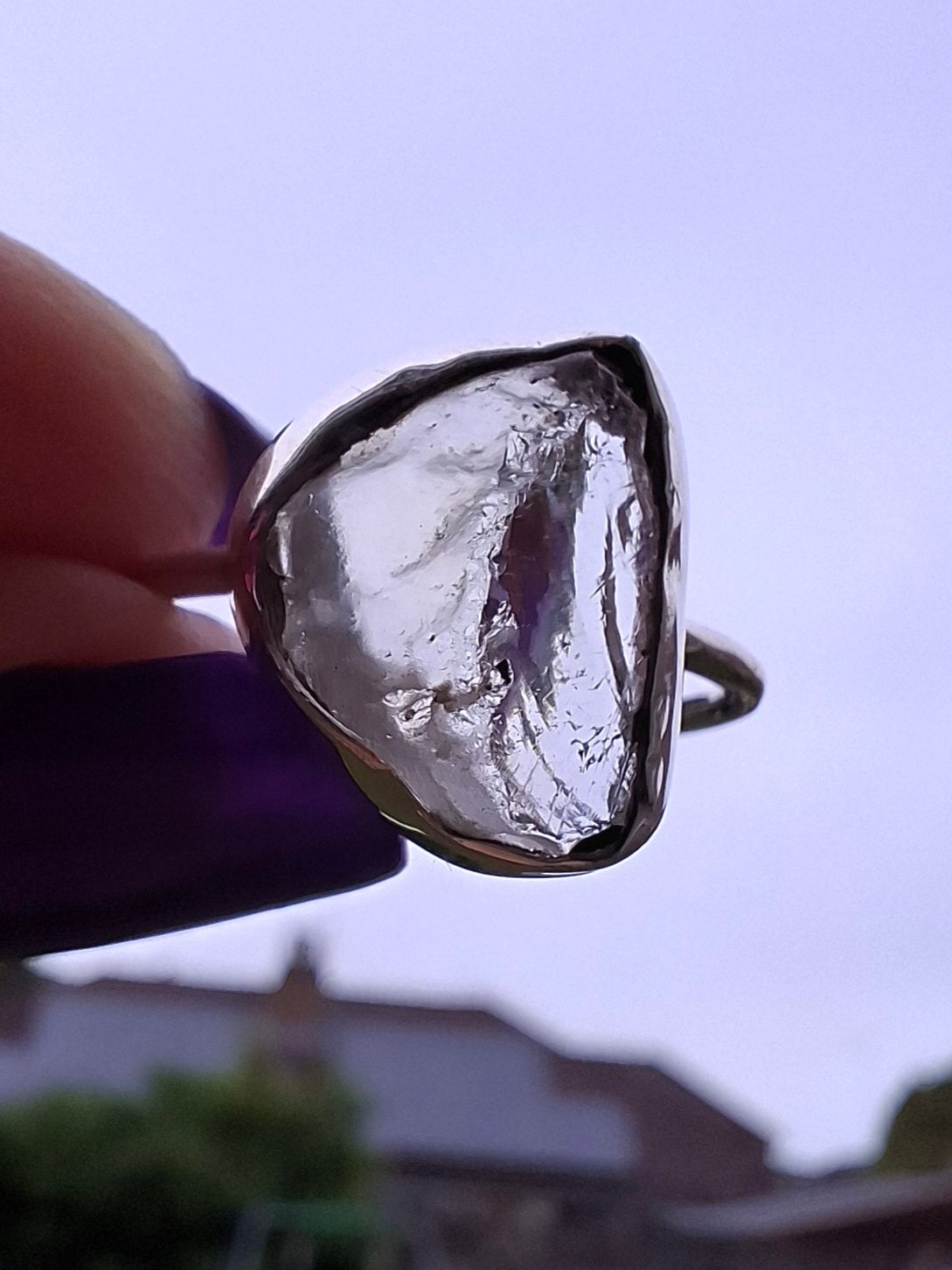 Libyan Desert Glass Ring, size large P, 925 Silver, Tektite (Ref: LR28)
