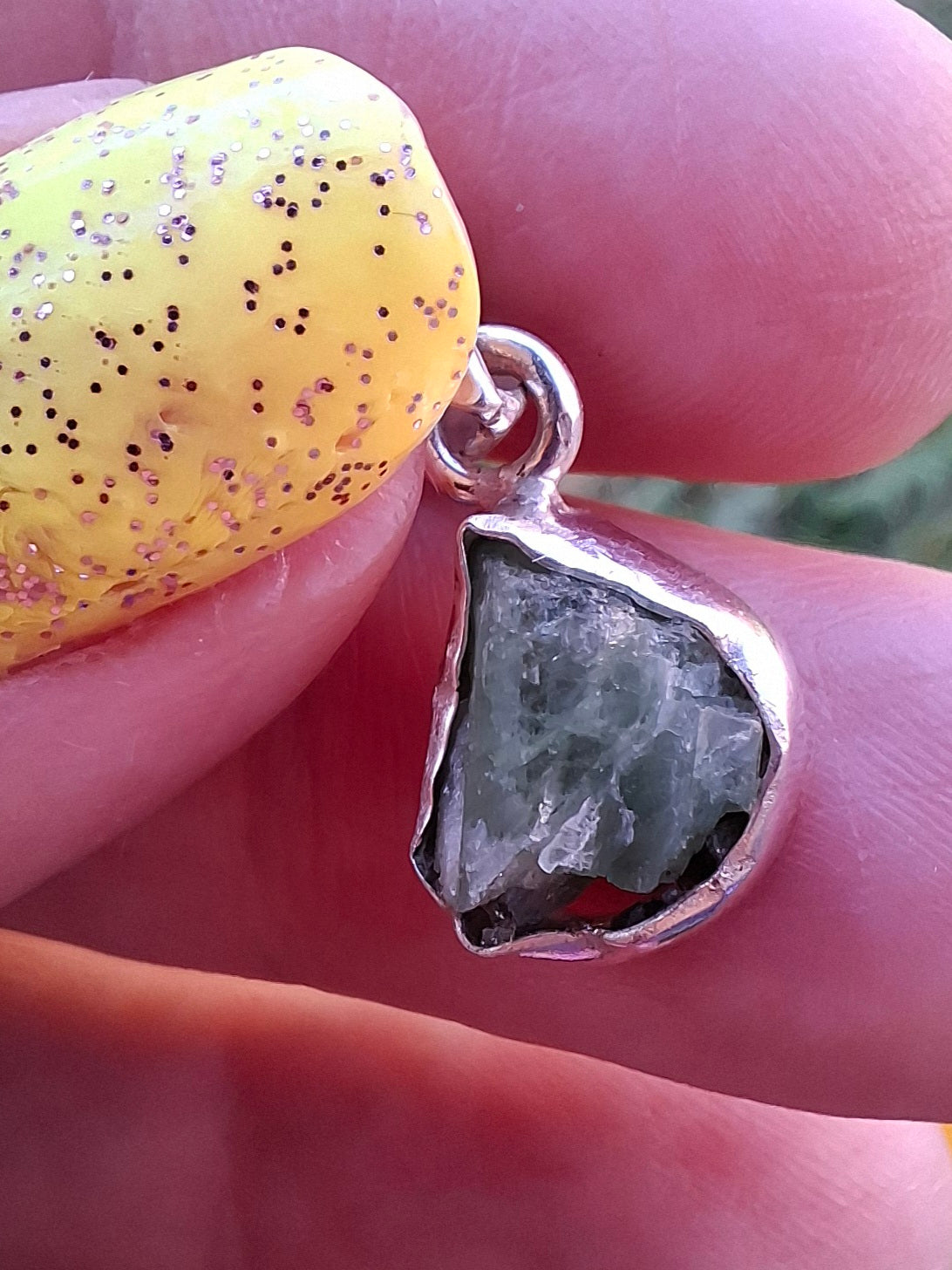 Green Tourmaline Pendant, 925 Silver, Crystal (Ref: GT7)