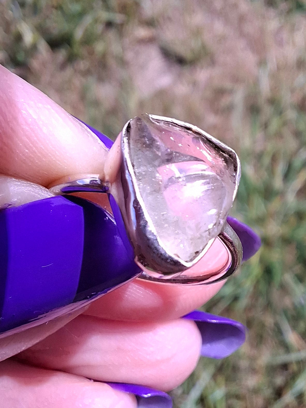 Libyan Desert Glass Ring, size large G, 925 Silver, Tektite (Ref: LR3)