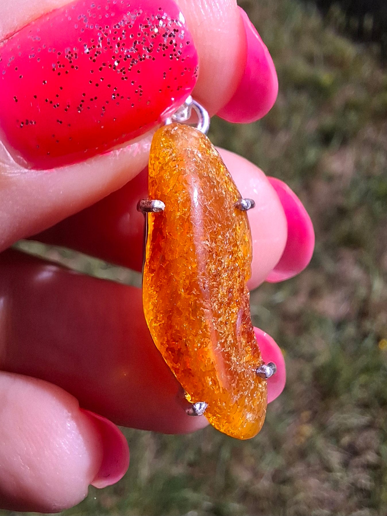 Baltic Amber Pendant, 925 Silver, Fossil (Ref: AP3)