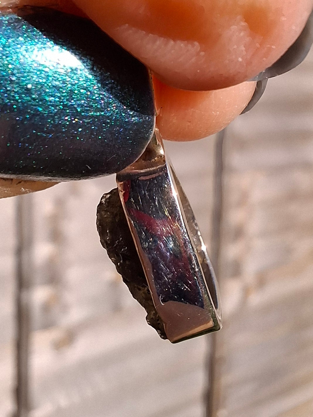 Moldavite Pendant, 925 silver, Tektite (P5)