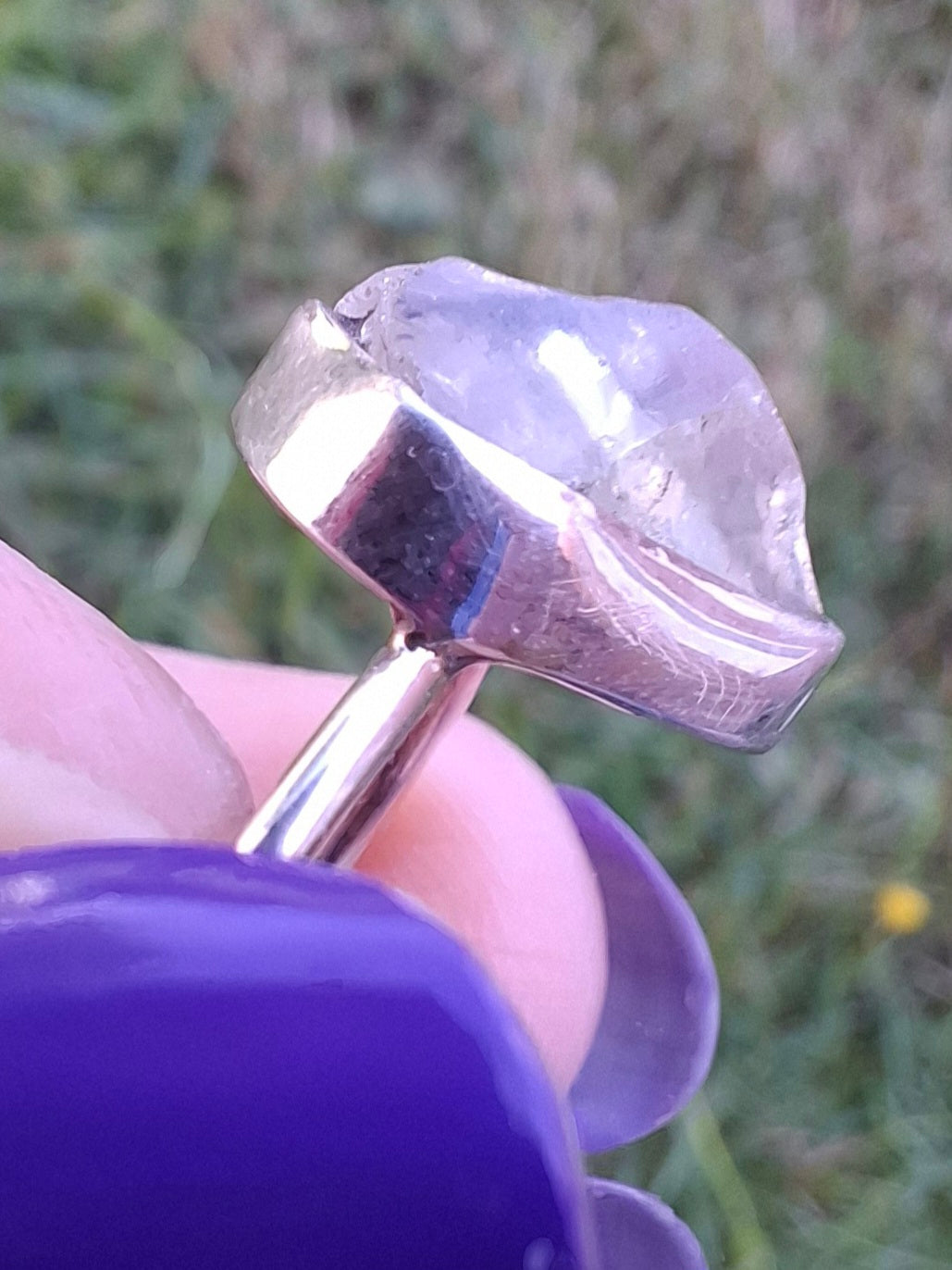 Libyan Desert Glass Ring, size large S, 925 Silver, Tektite (Ref: LR46)