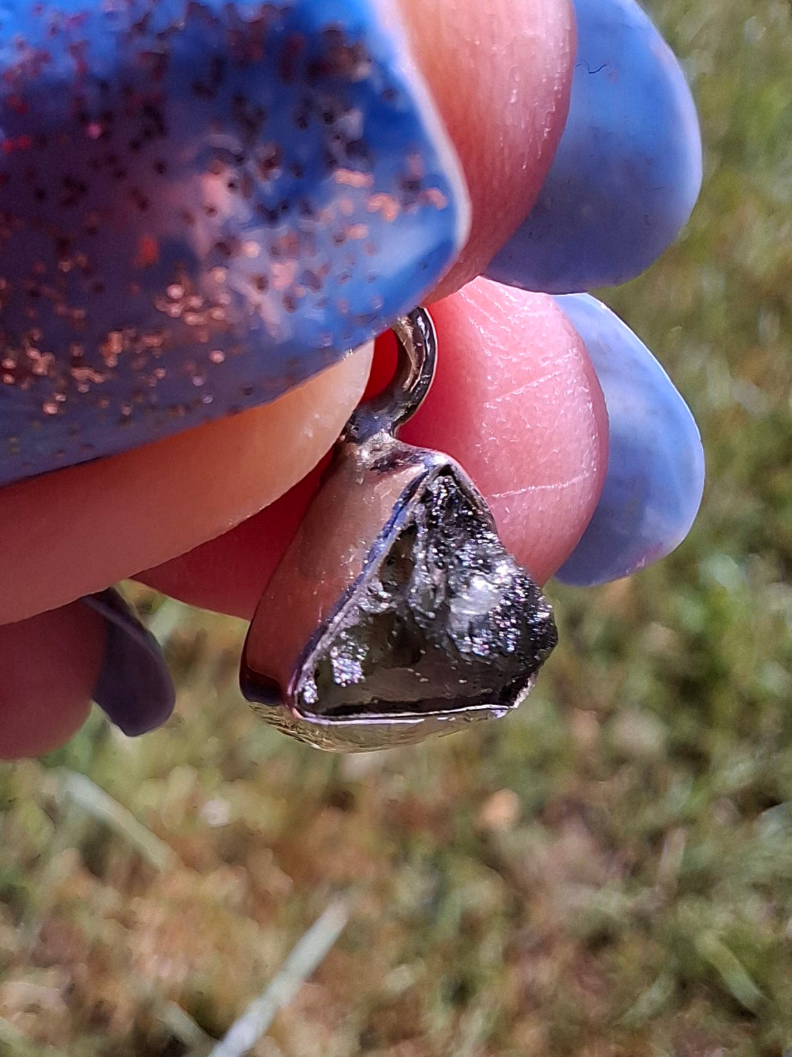 Moldavite Pendant, 925 Silver, Tektite (Ref: P83)