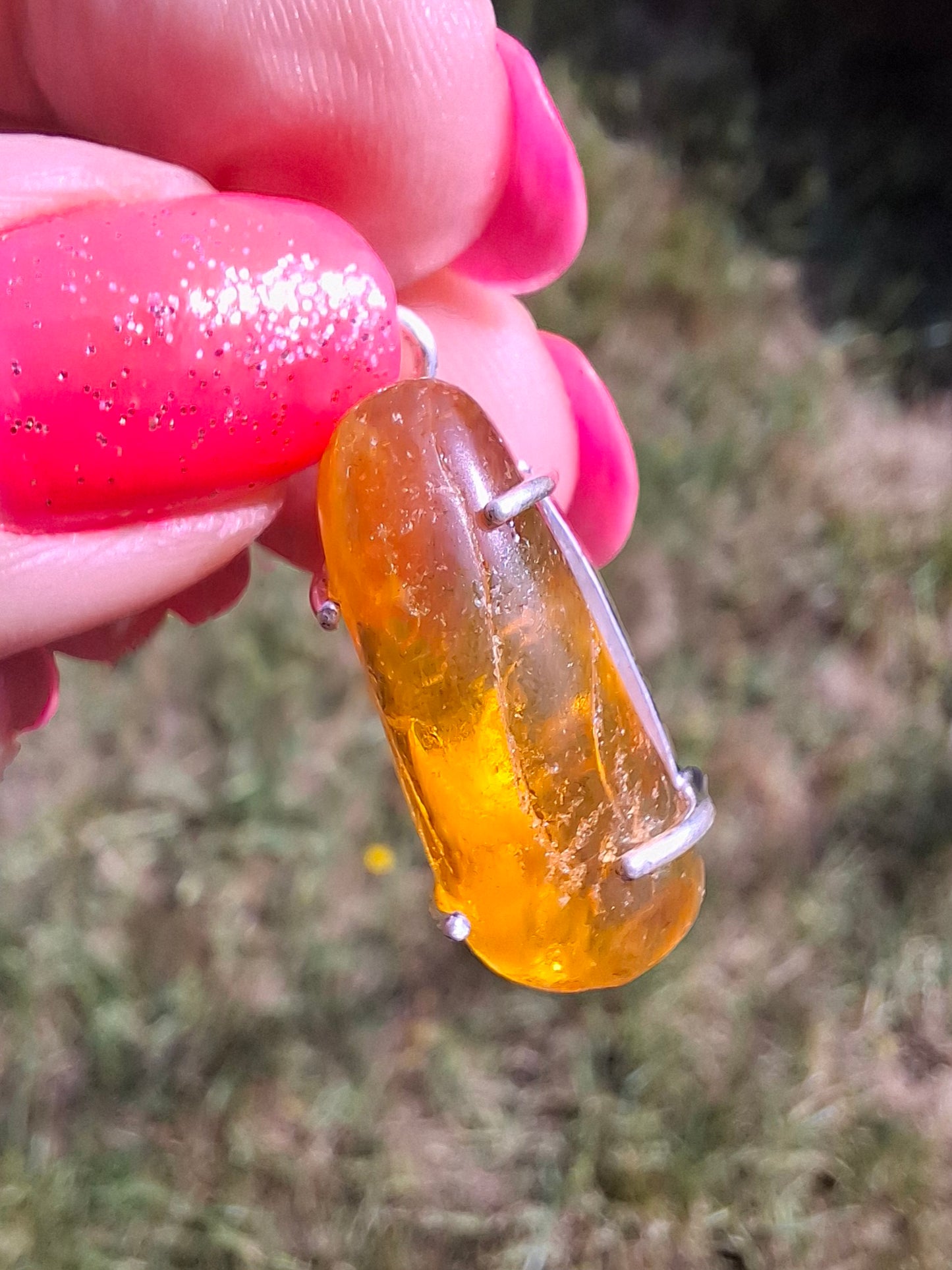 Baltic Amber Pendant, 925 Silver, Fossil (Ref: AP13)