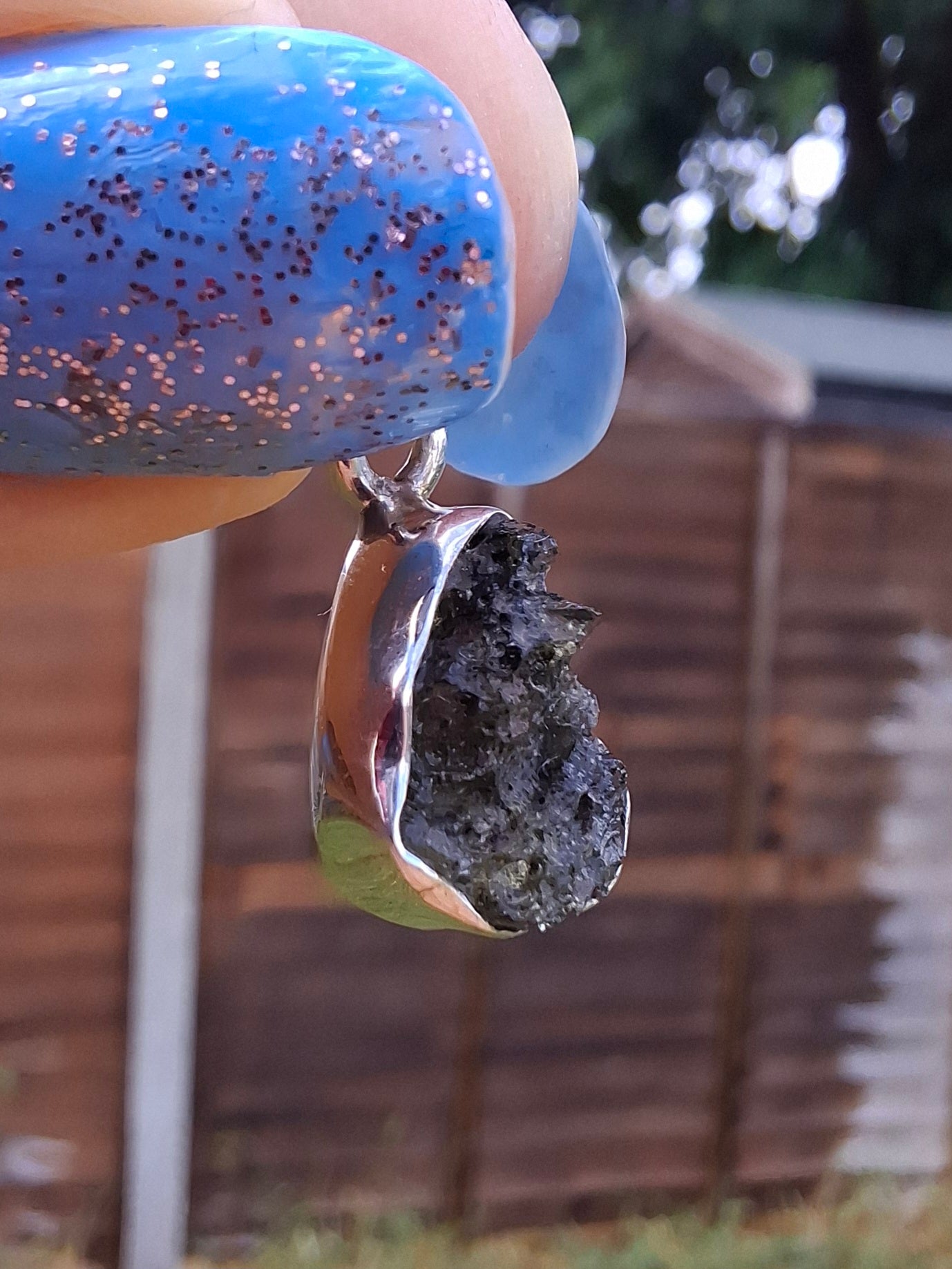 Moldavite Pendant, 925 Silver, Tektite (Ref: P64)