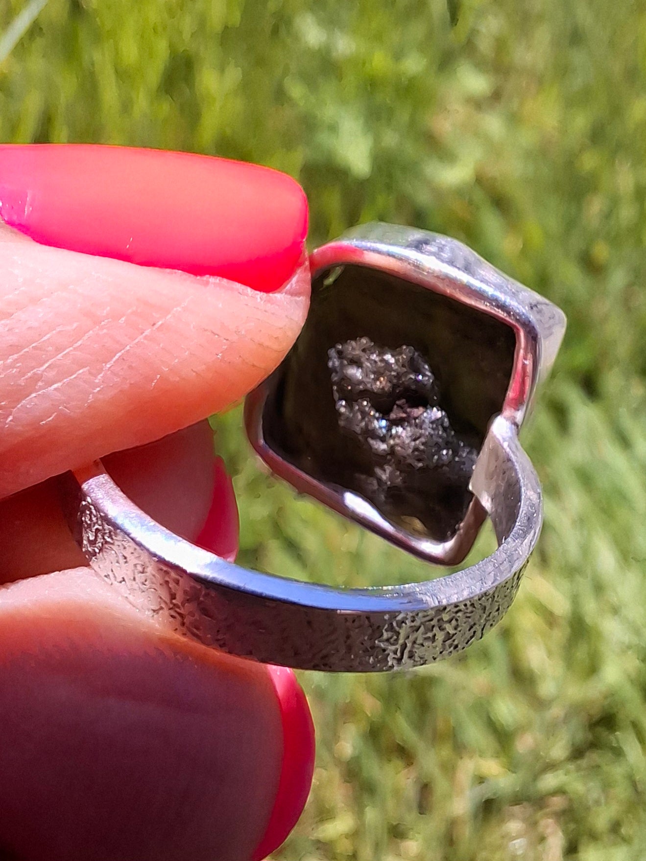 Moldavite Ring, size M/N, 925 Silver, Tektite (Ref: R308)