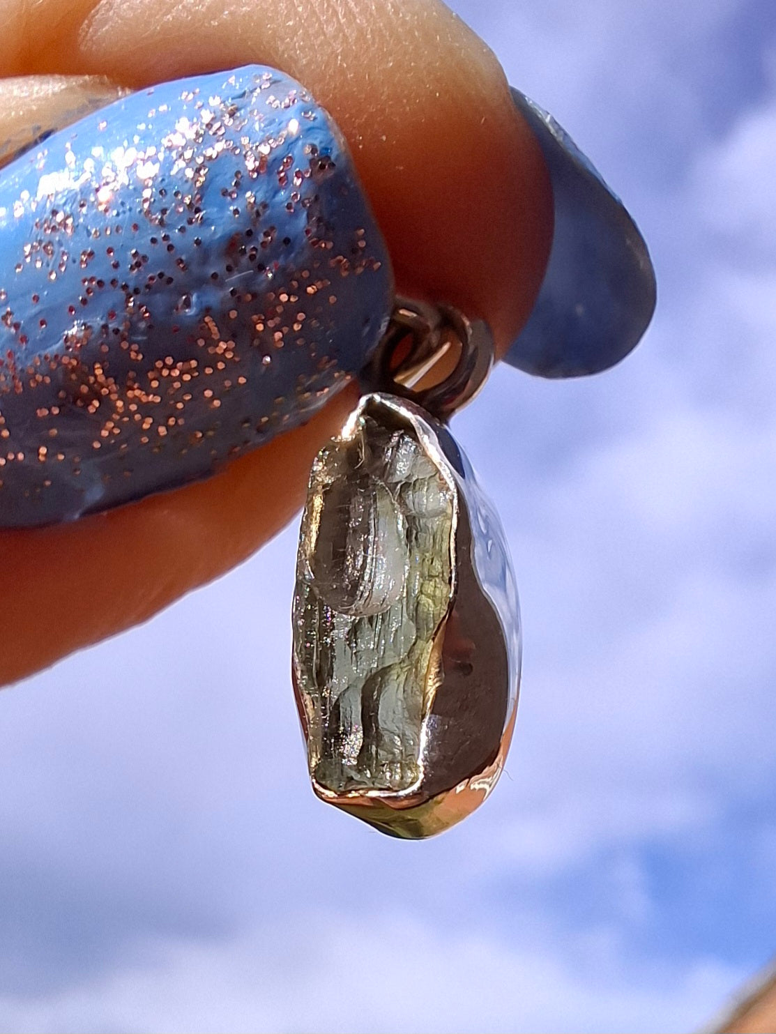 Moldavite Pendant, 925 Silver, Tektite (Ref: P48)