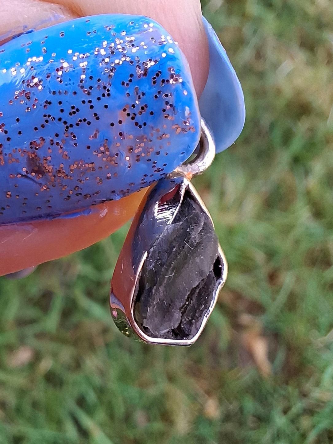 Moldavite Pendant, 925 Silver, Tektite (Ref: P47)