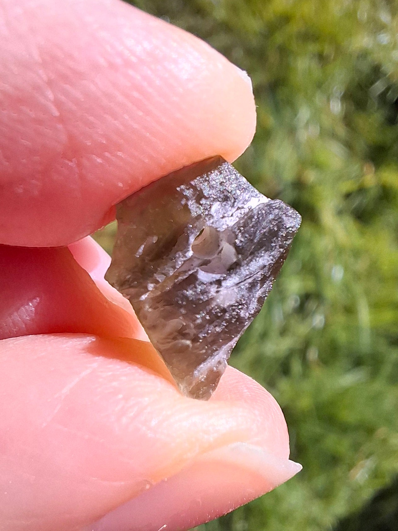 DRILLED, Moldavite Piece, 0.80g, Tektite (Ref: D24)