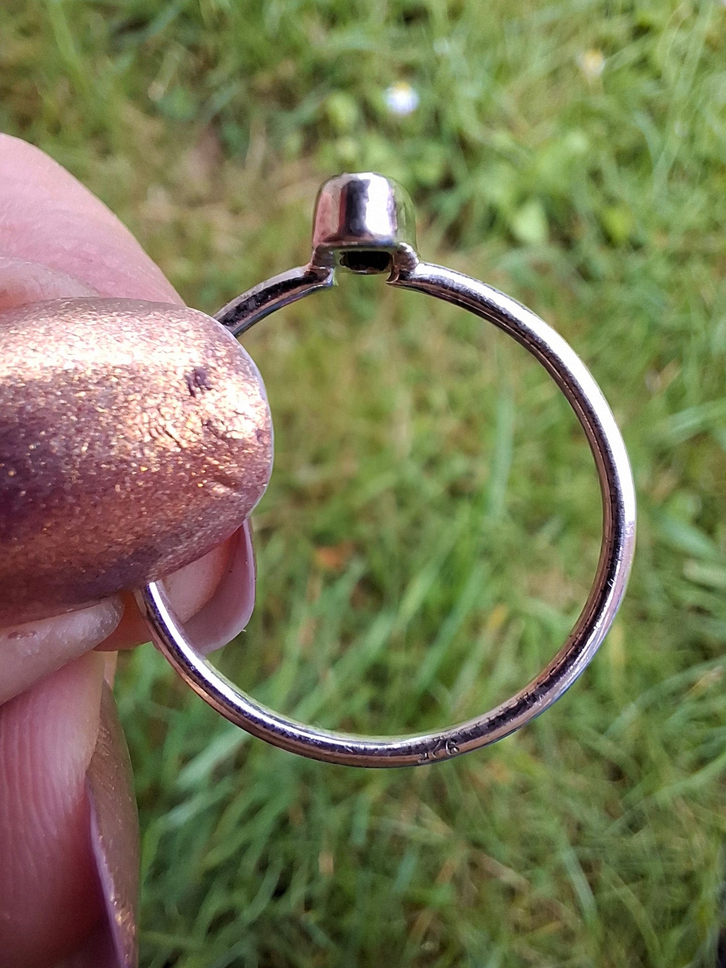 Moldavite Ring, size large Q, 925 Silver, Tektite (Ref: R47)