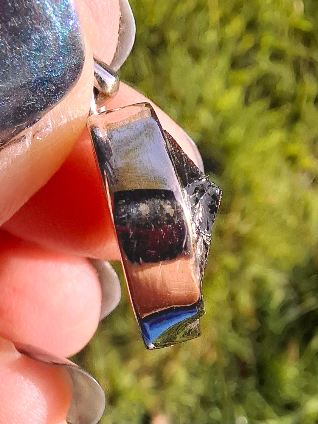 Moldavite Pendant, 925 Silver, Tektite (Ref: P2)