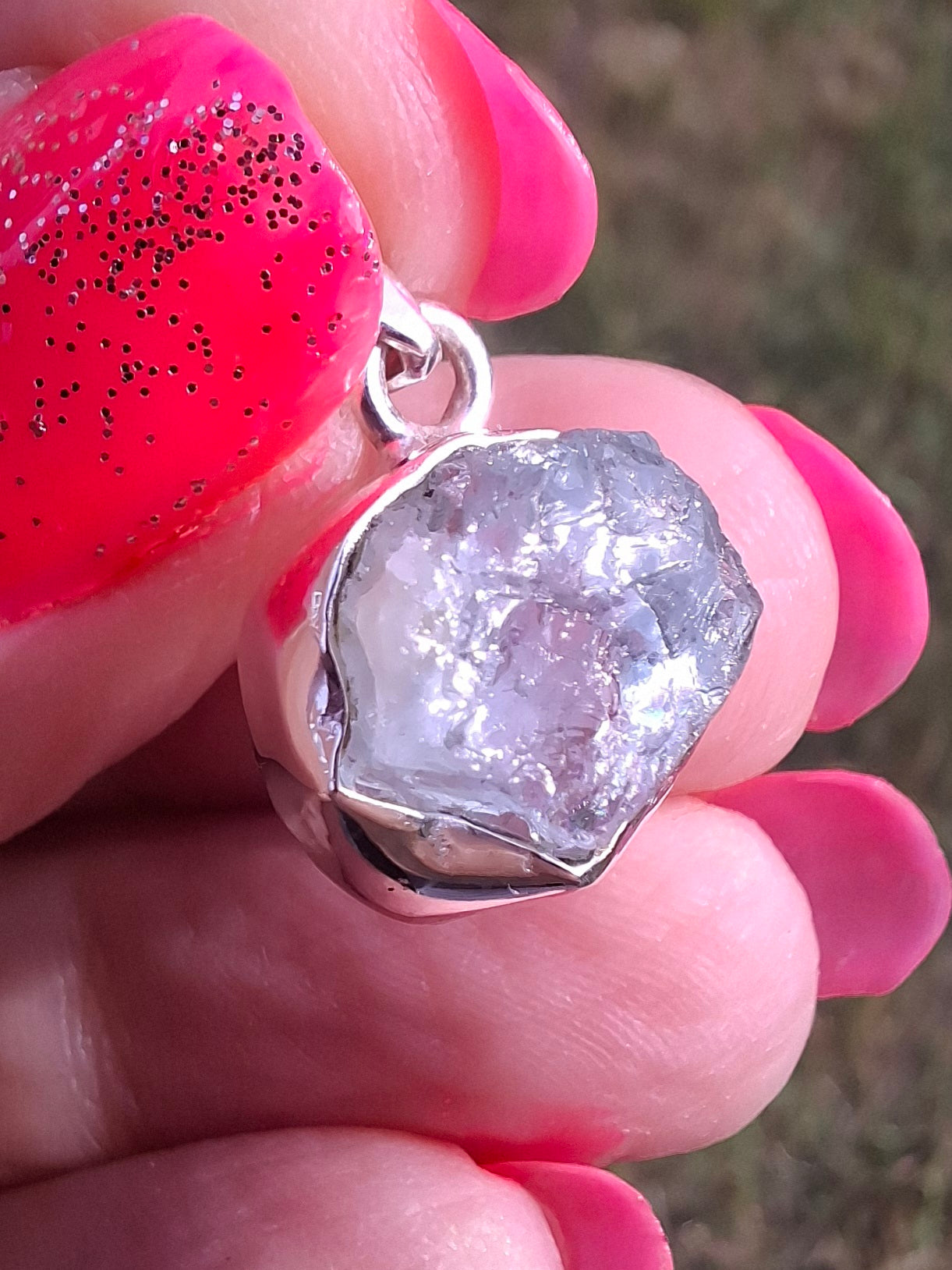 Aquamarine Pendant, 925 Silver, Crystal (Ref: AQ18)