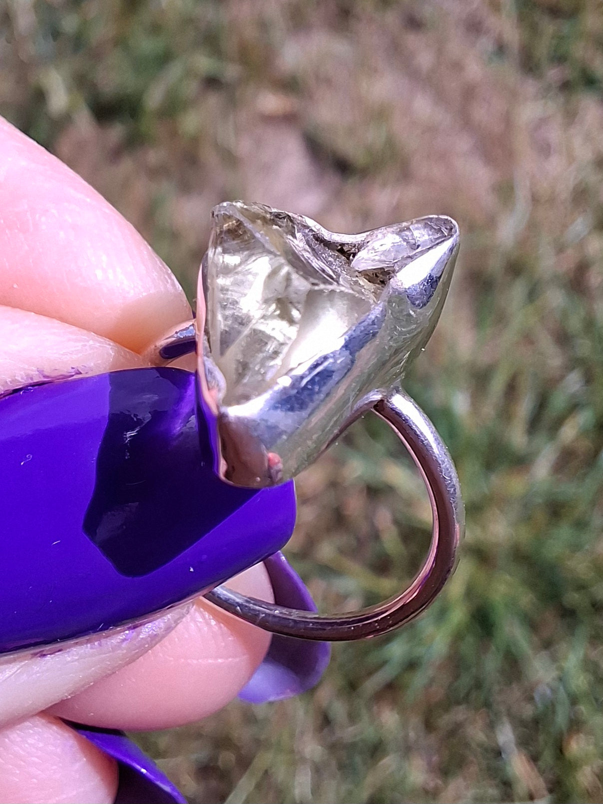 Libyan Desert Glass Ring, size large G, 925 Silver, Tektite (Ref: LR4)