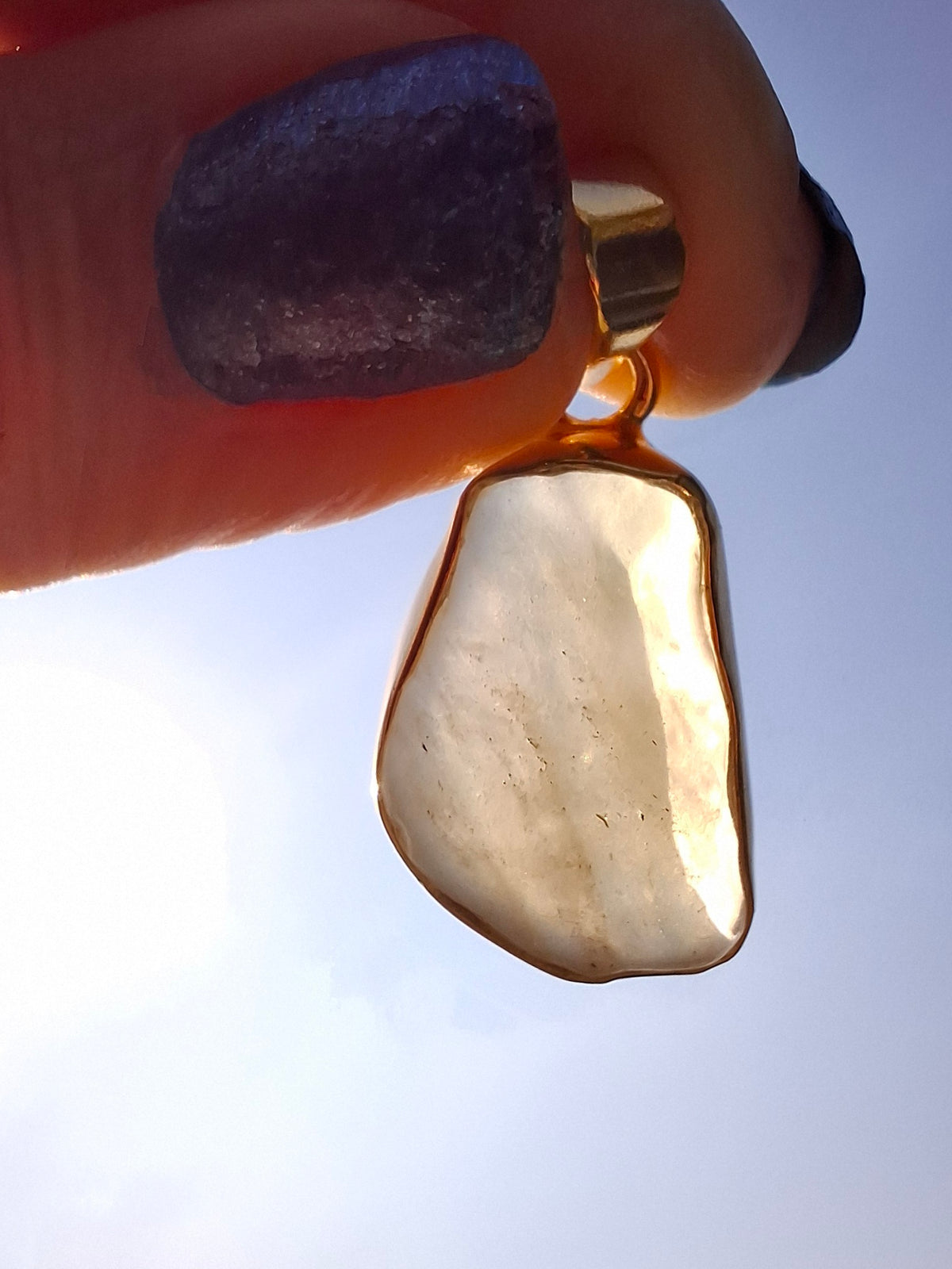 Libyan Desert Glass Pendant, 14K GOLD Plated, Tektite (Ref: LP117)