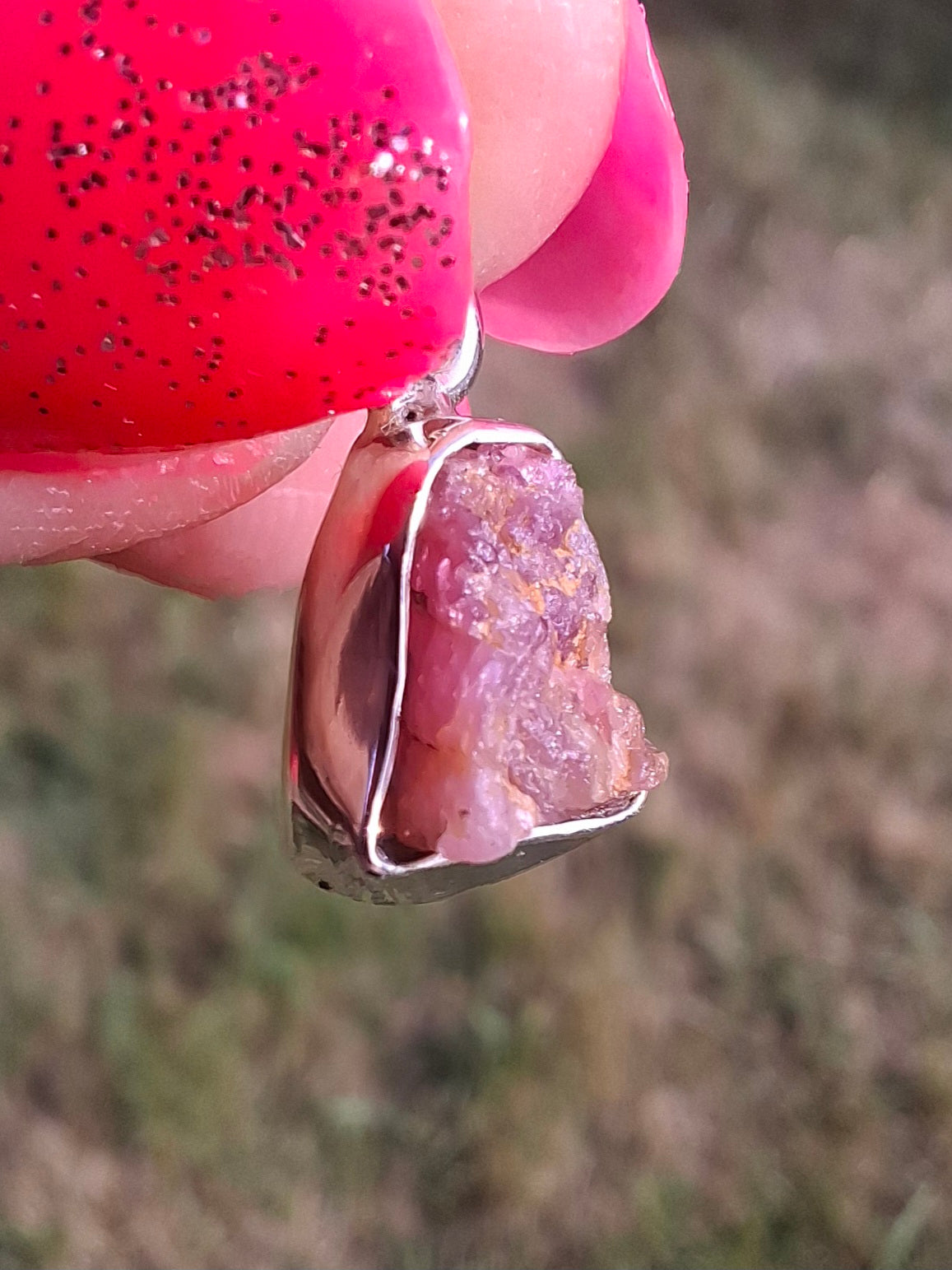 Pink Tourmaline Pendant, 925 Silver, Crystal (Ref: PT88)