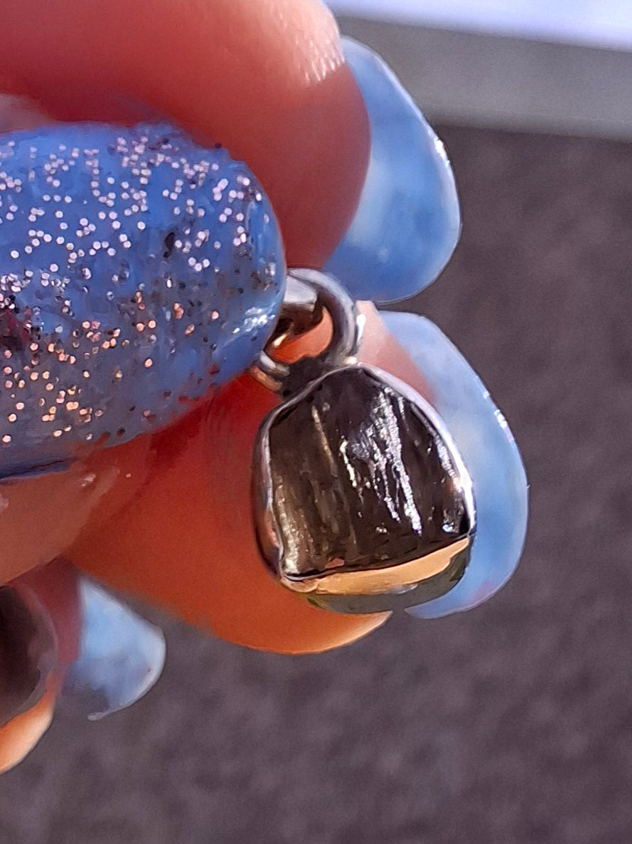 Moldavite Pendant, 925 Silver, Tektite (Ref: P50)