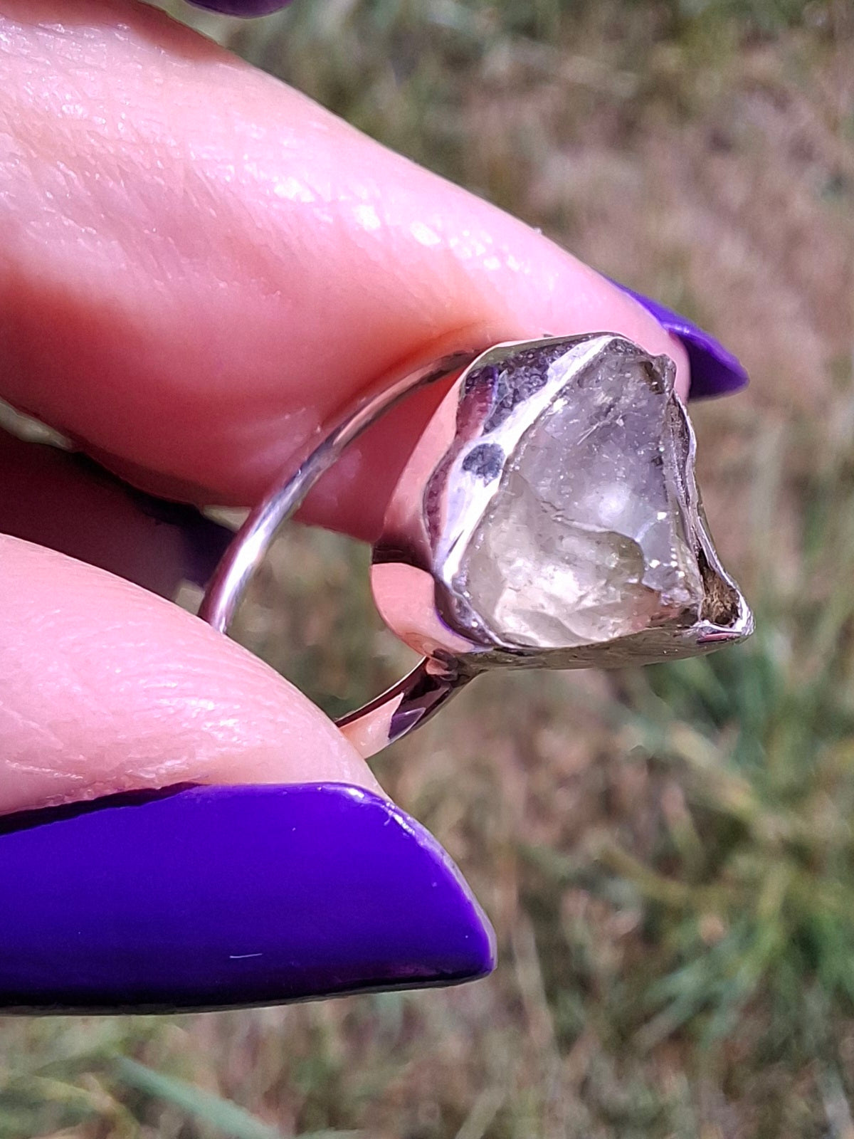 Libyan Desert Glass Ring, size large G, 925 Silver, Tektite (Ref: LR2)