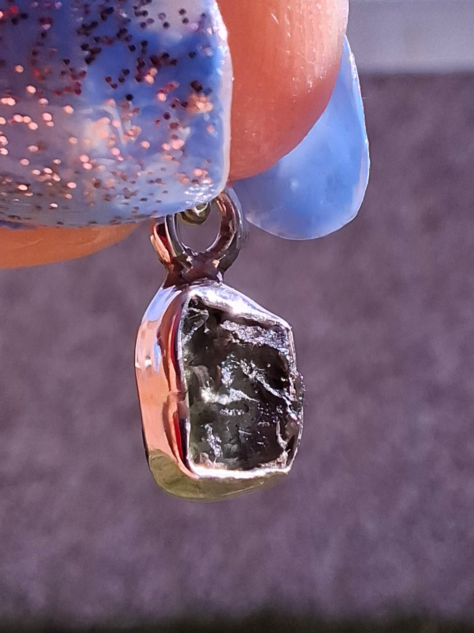 Moldavite Pendant, 925 Silver, Tektite (Ref: P53)