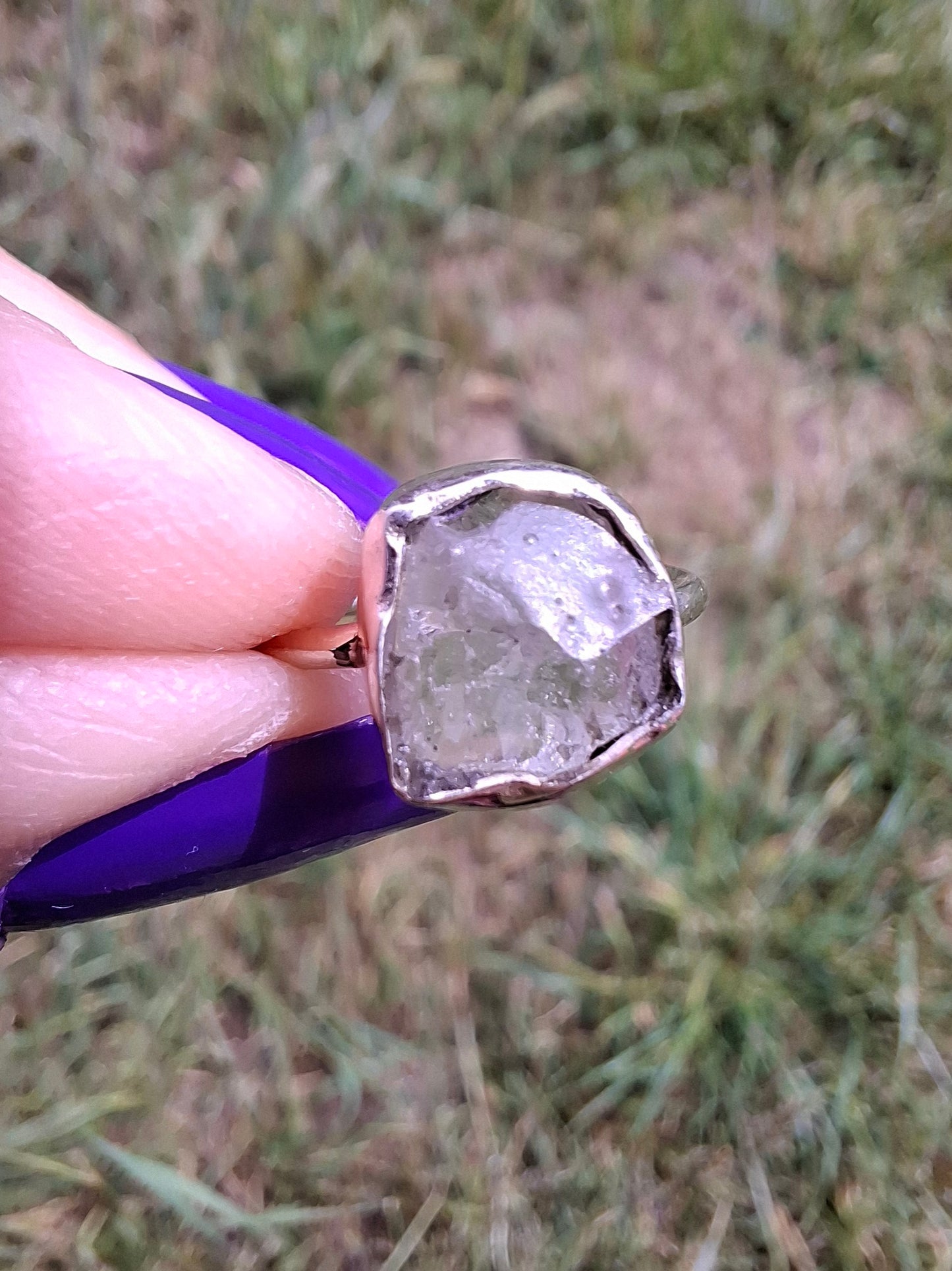Libyan Desert Glass Ring, size large G/small H, 925 Silver, Tektite (Ref: LR5)