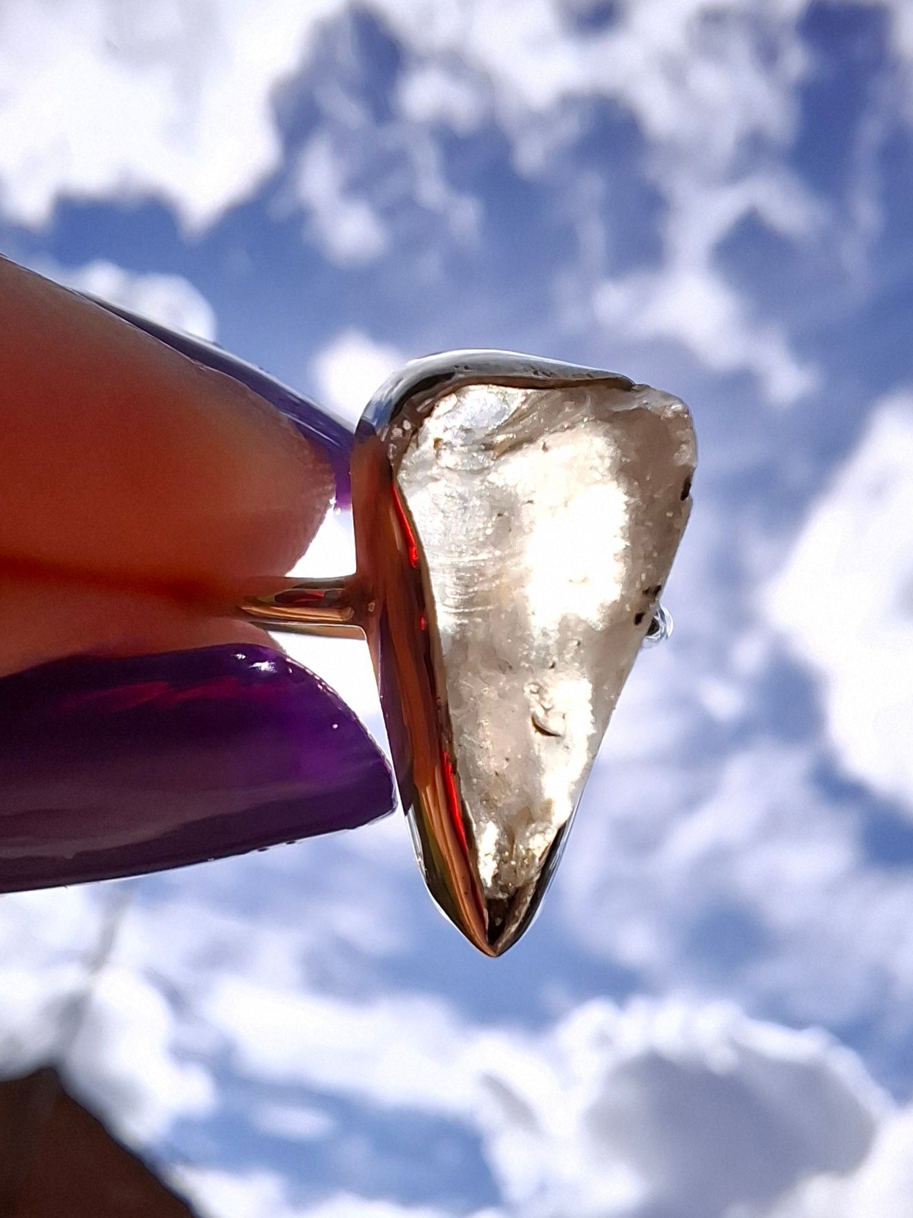 Libyan Desert Glass Ring, size large G, 925 Silver, Tektite (Ref: LR1)