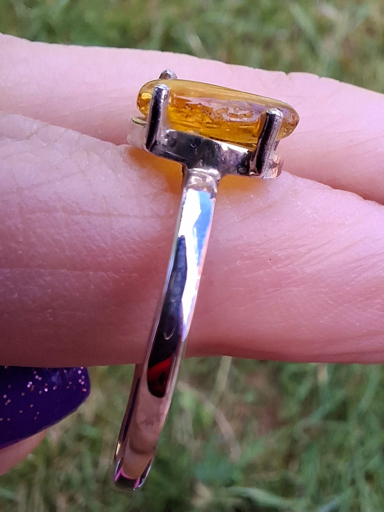 Baltic Amber Ring, size large X, 925 Silver, Fossil (Ref: AR33)