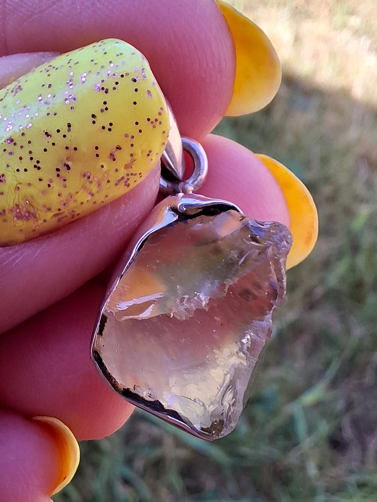 Libyan Desert Glass Pendant, 925 Silver, Tektite (Ref: LP113)