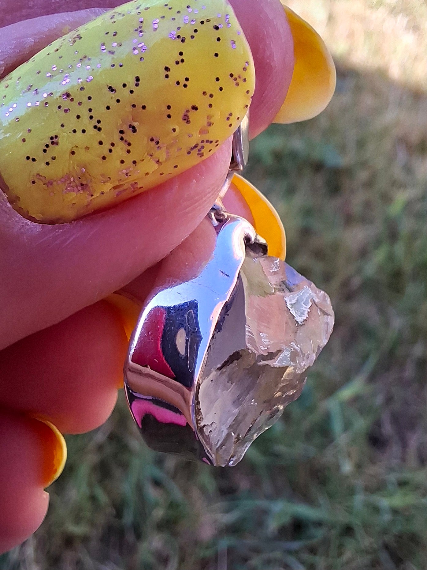 Libyan Desert Glass Pendant, 925 Silver, Tektite (Ref: LP113)