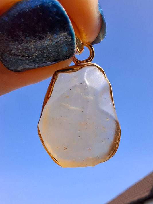 Libyan Desert Glass Pendant, 14K GOLD Plated, Tektite (Ref: LP116)