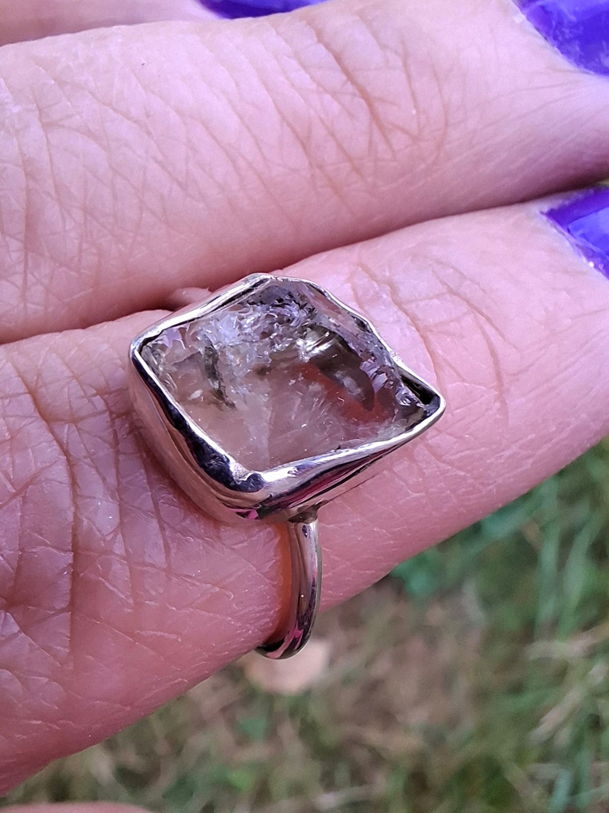 Libyan Desert Glass Ring, size L, 925 Silver, Tektite (Ref: LR18)