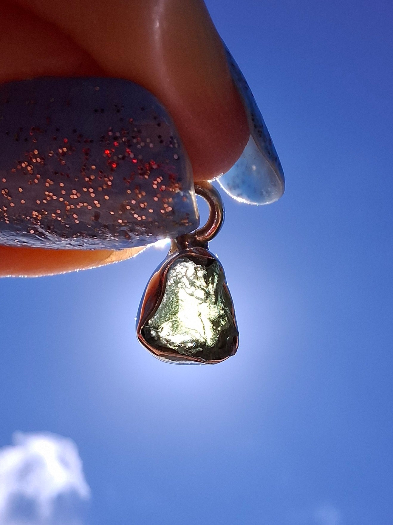 Moldavite Pendant, 925 Silver, Tektite (Ref: P66)