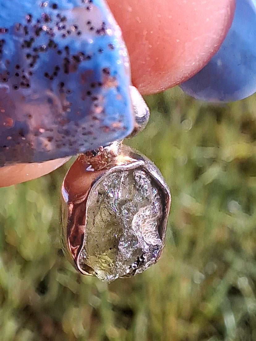 Moldavite Pendant, 925 Silver, Tektite (Ref: P49)