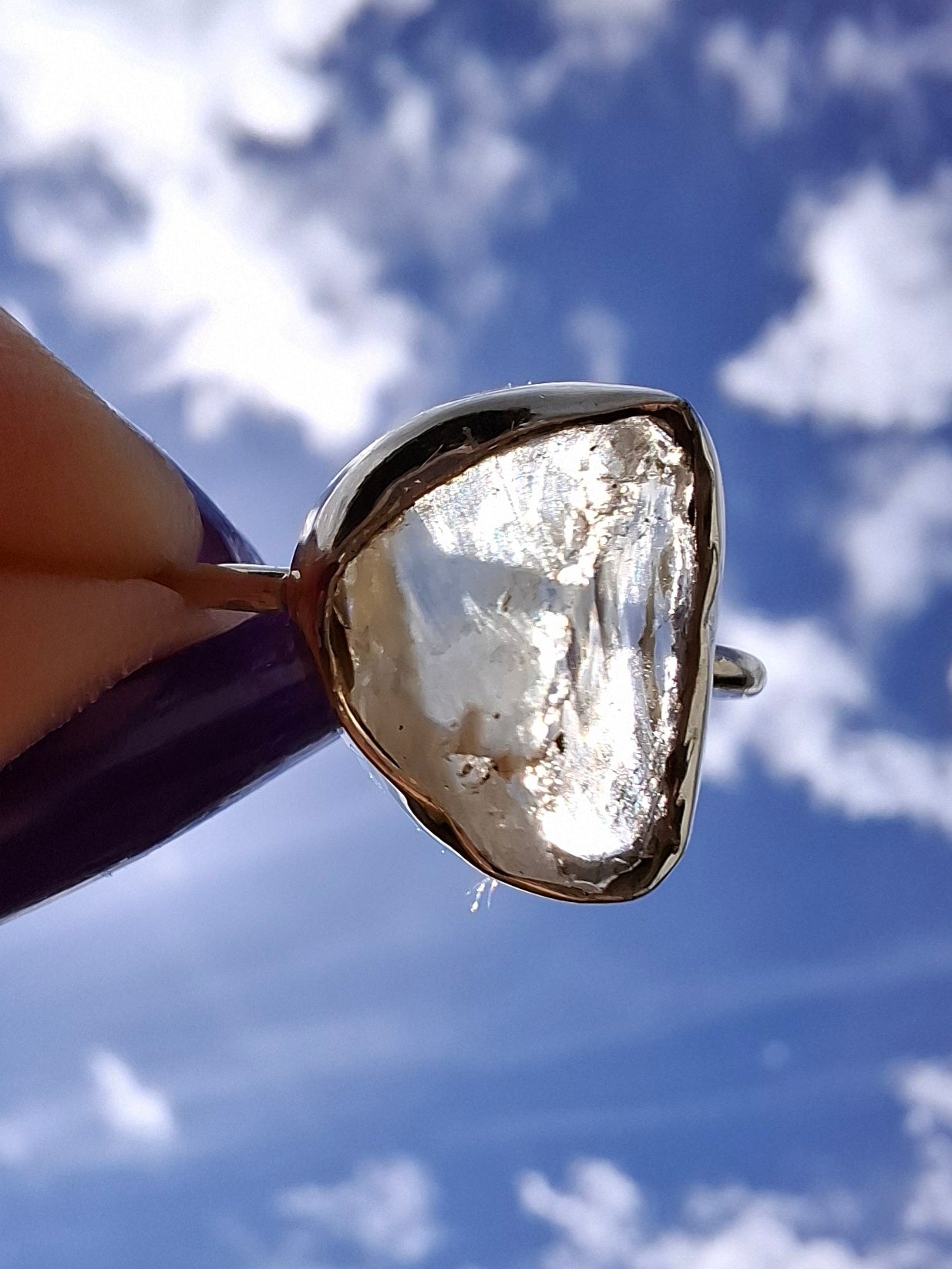 Libyan Desert Glass Ring, size large P, 925 Silver, Tektite (Ref: LR28)
