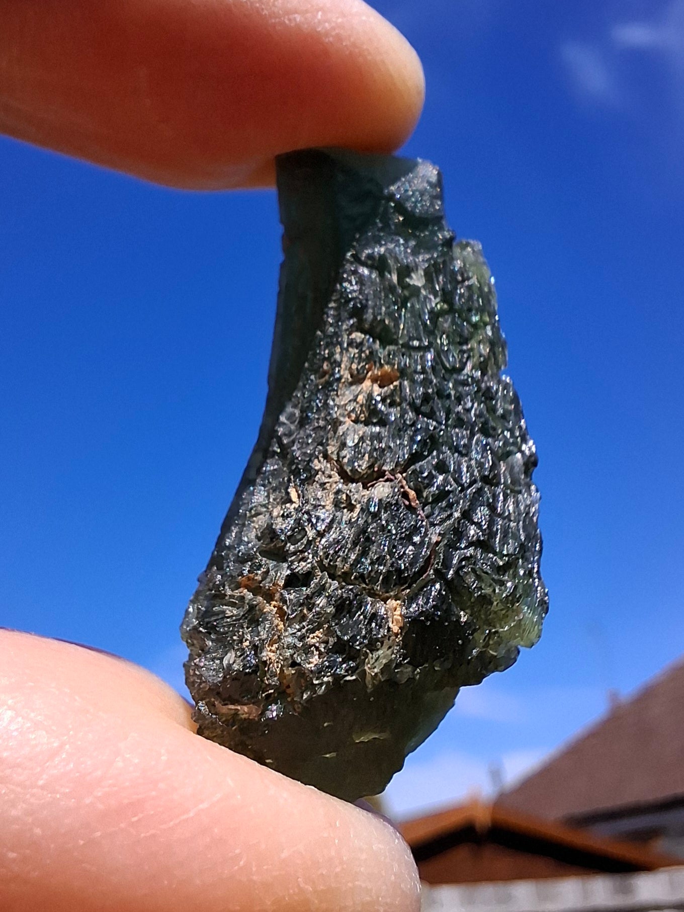 Moldavite Piece, NESMEN, 8.04g, Tektite (Ref: 1377)