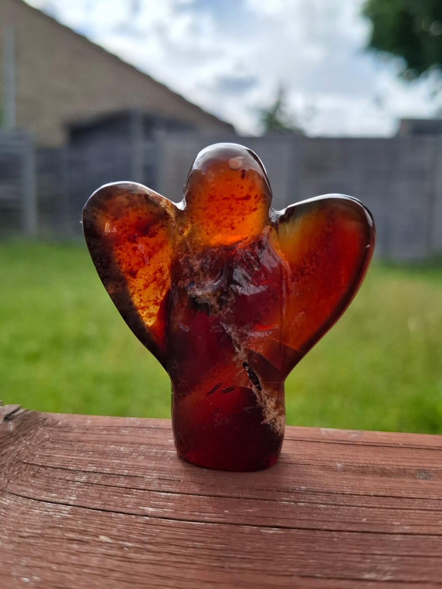 Red Amber Angel, 26.36g, carving, Fossil (Ref: AA1)