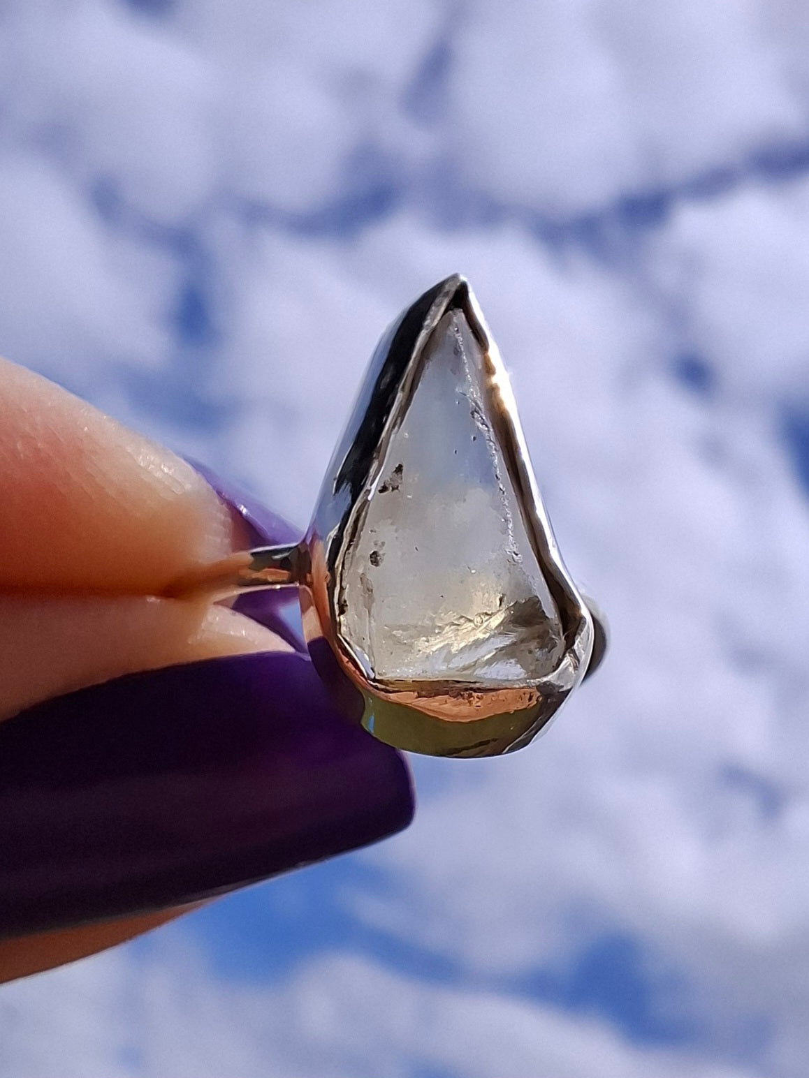 Libyan Desert Glass Ring, size large G, 925 Silver, Tektite (Ref: LR1)