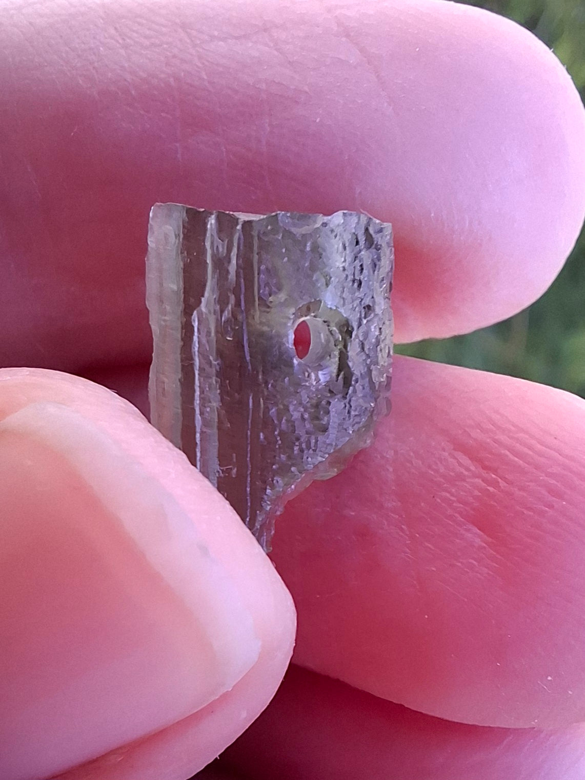 DRILLED, Moldavite Piece, 0.74g, Tektite (Ref: D13)